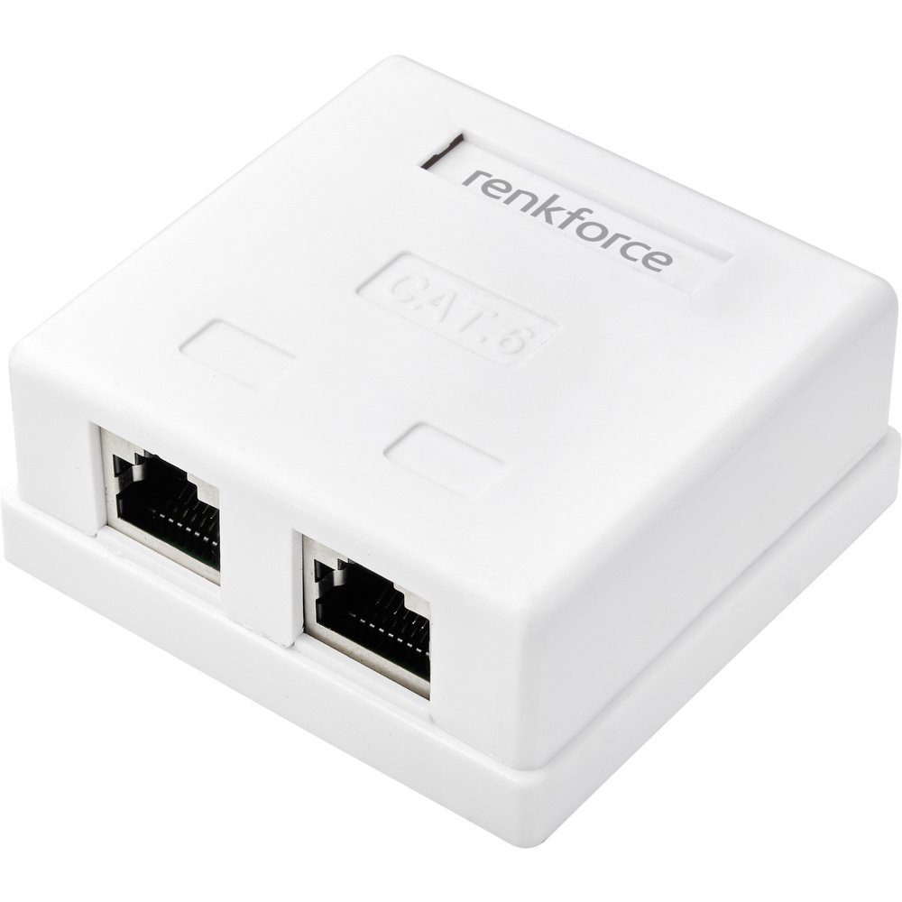 Renkforce Netzwerkadapter Aufputz CAT 6 2 Port Weiß Netzwerk-Adapter
