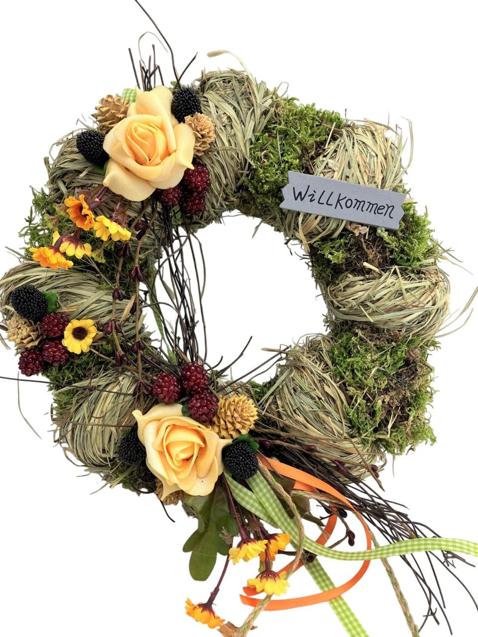 Small-Preis Dekokranz Türkranz Wandkranz rund Natur ø 28 cm - Herbst - Willkommensgruß