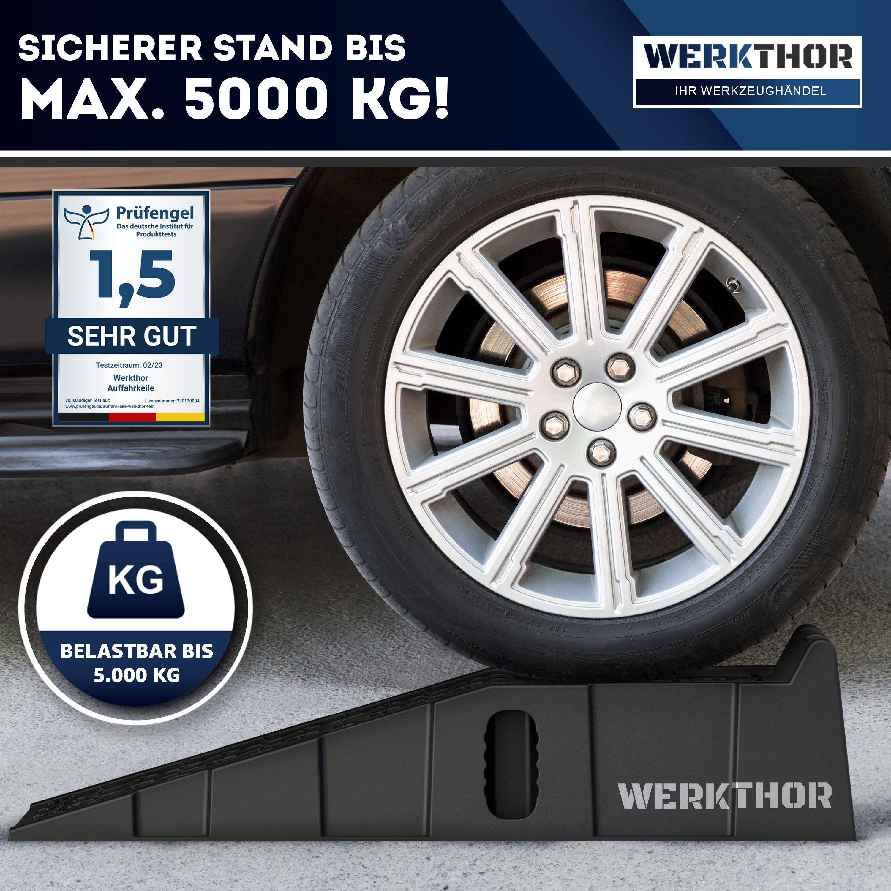 Werkthor Auffahrrampe Auffahrrampe PKW - [2er Set] Auffahrrampen für maximalen Halt [<5T]