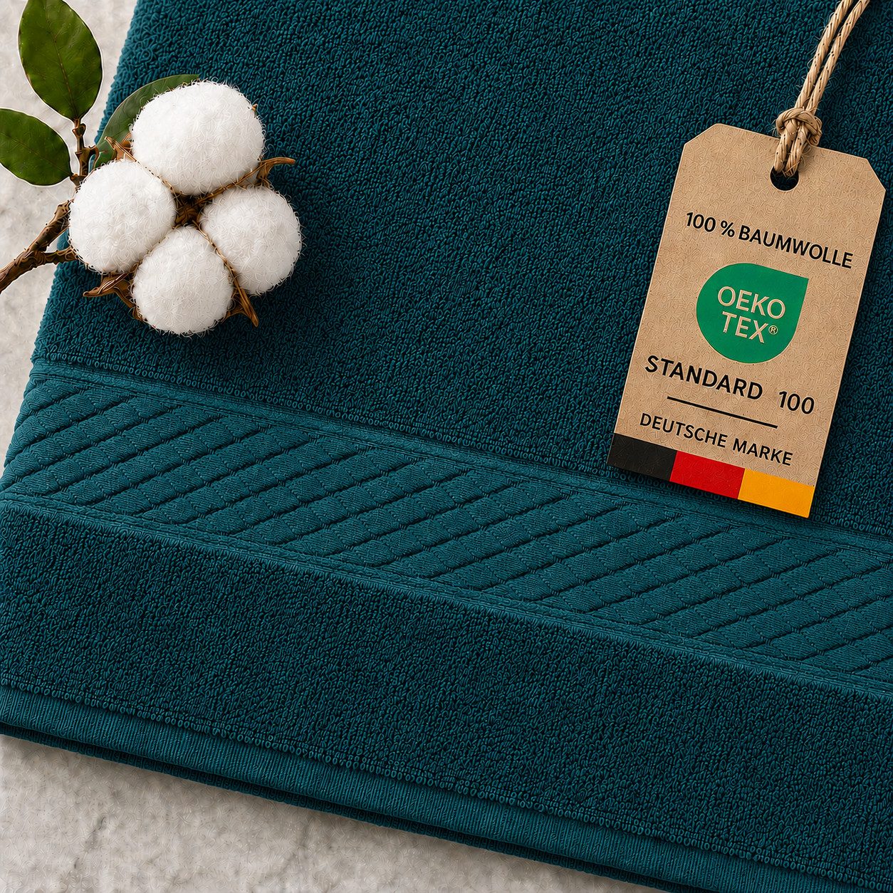 Komfortec Handtuch Set 8x Handtuch & Badetuch Set - 4er 50x100 + 4er 70x140 cm, Frottee (Set, 8-St), 100% Baumwolle, 470 g/m2, mit Bordüre, Weich & Saugstark – Bild 5 von 5