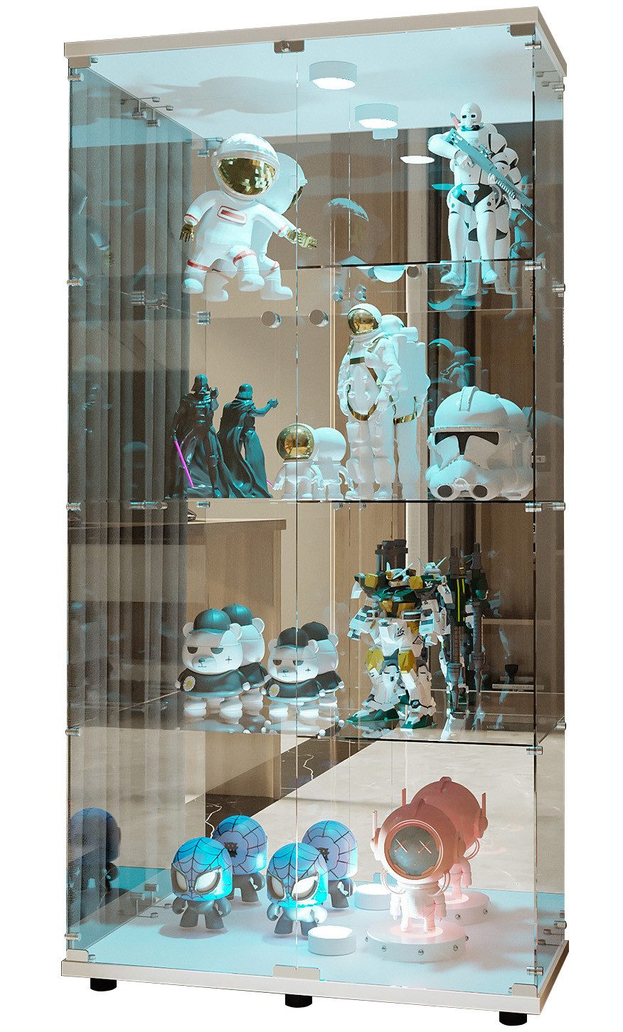 FUROKOY Glasvitrine Vitrinenschrank mit Glastüren Beleuchtung günstig online kaufen