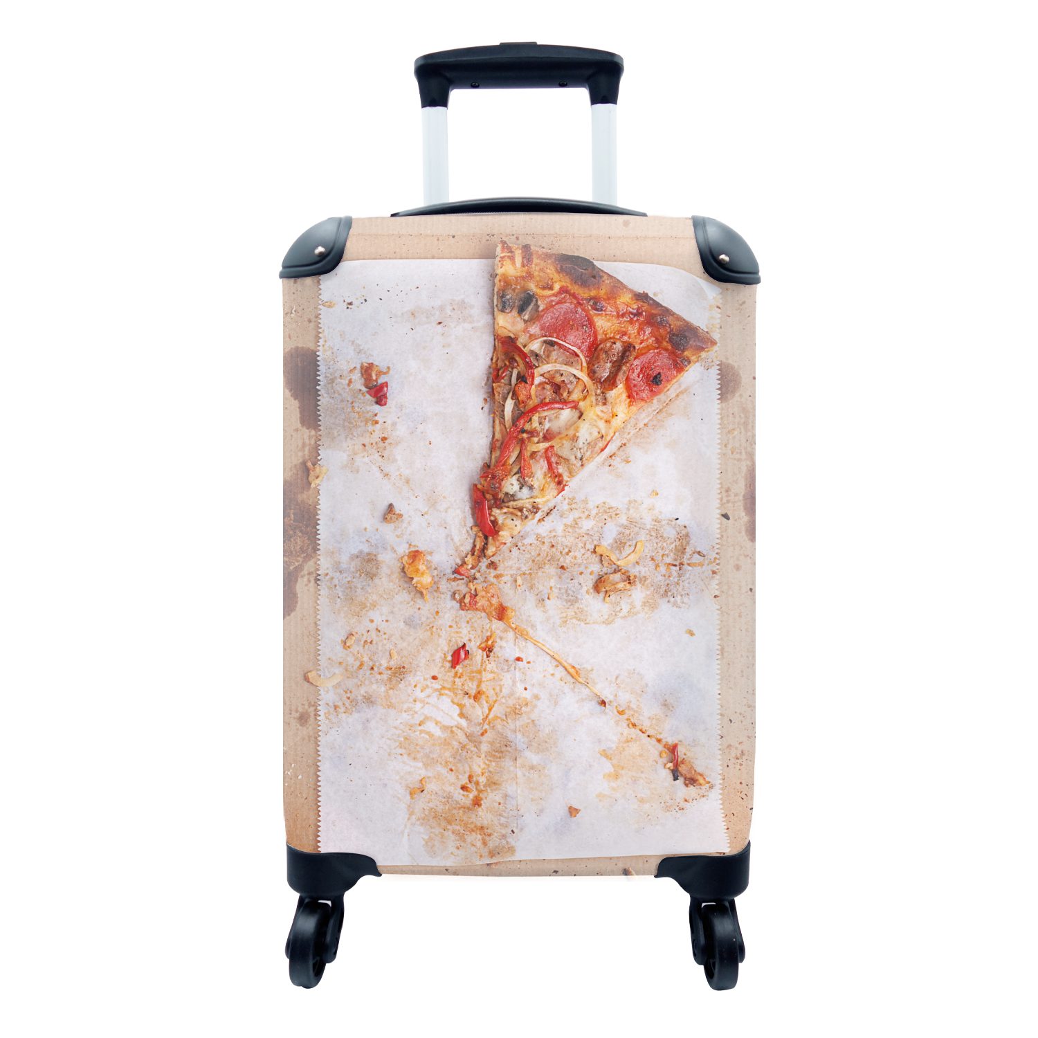 MuchoWow Handgepäckkoffer Fastfood-Pizza im Karton, 4 Rollen, Reisetasche mit rollen, Handgepäck für Ferien, Trolley, Reisekoffer