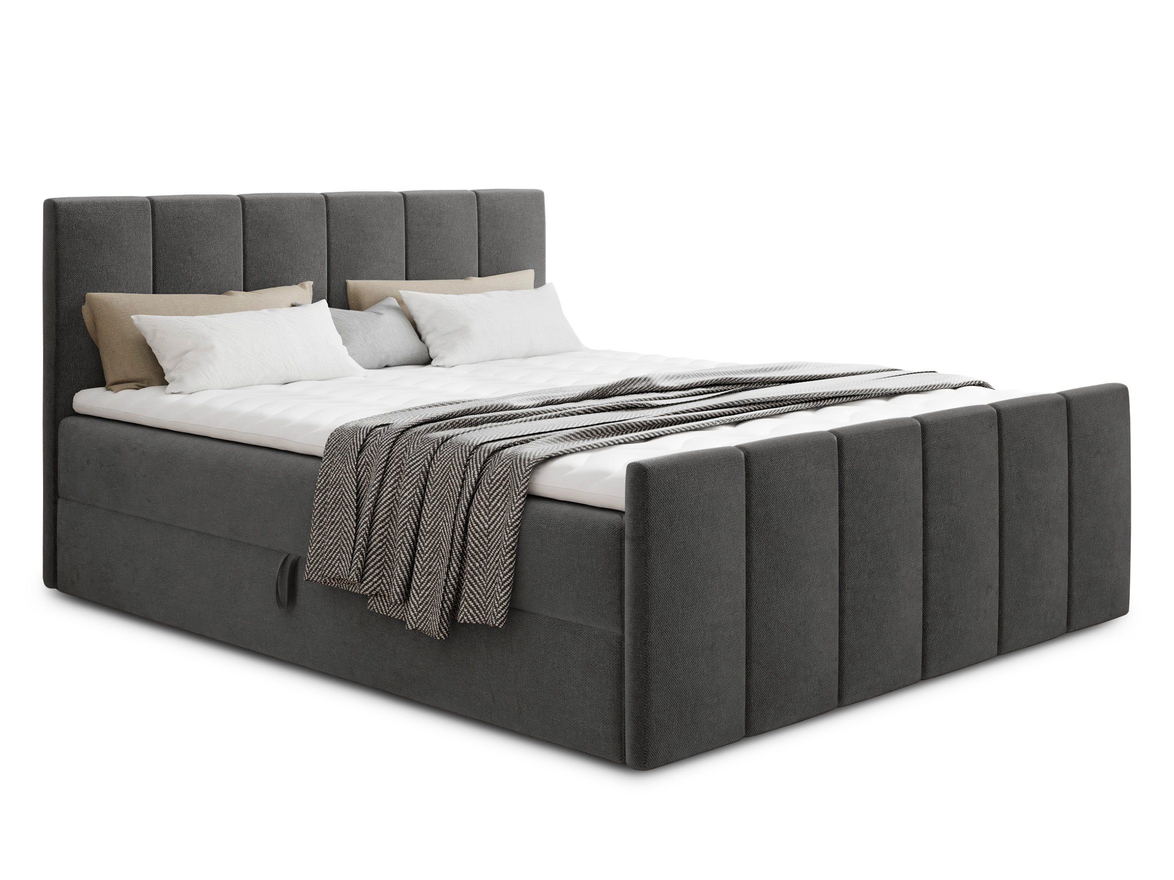 Sofnet Boxbett Star Lux (mit zwei Bettkästen, Bonell-Matratze und Topper), Doppelbett, Polsterbett mit Kopfteil und Fußteil, Boxspringbett