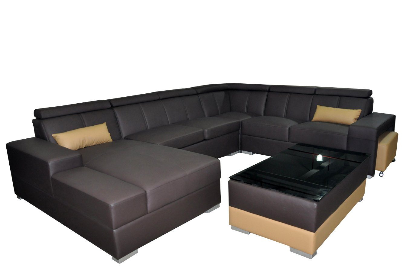 JVmoebel Ecksofa Ecke Leder Modern XXL Couch Wohnlandschaft Ledersofa Sofa U-Form, Made in Europe