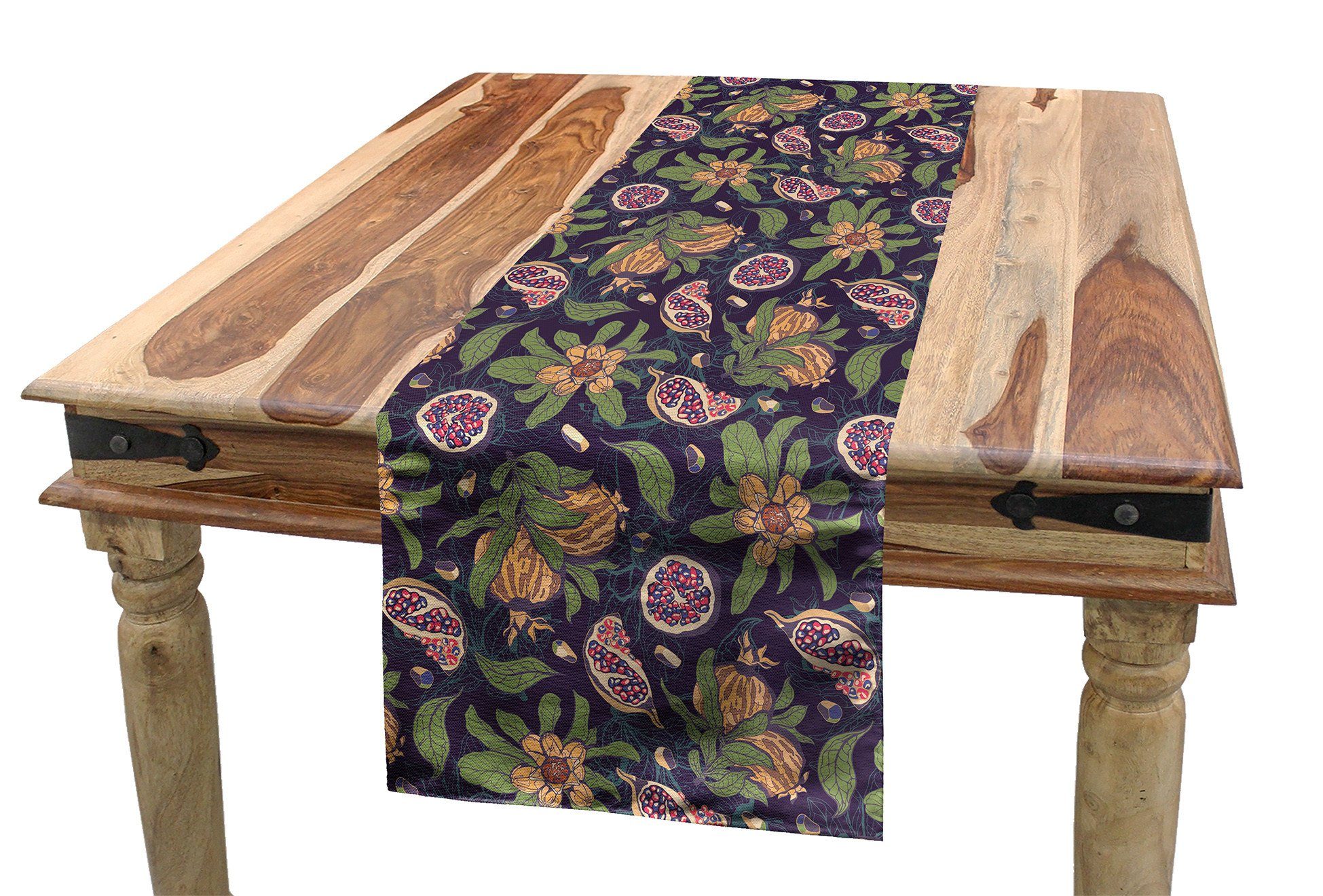 Abakuhaus Tischläufer Esszimmer Küche Rechteckiger Dekorativer Tischläufer, Jahrgang Zusammenfassung Granatapfel Floral
