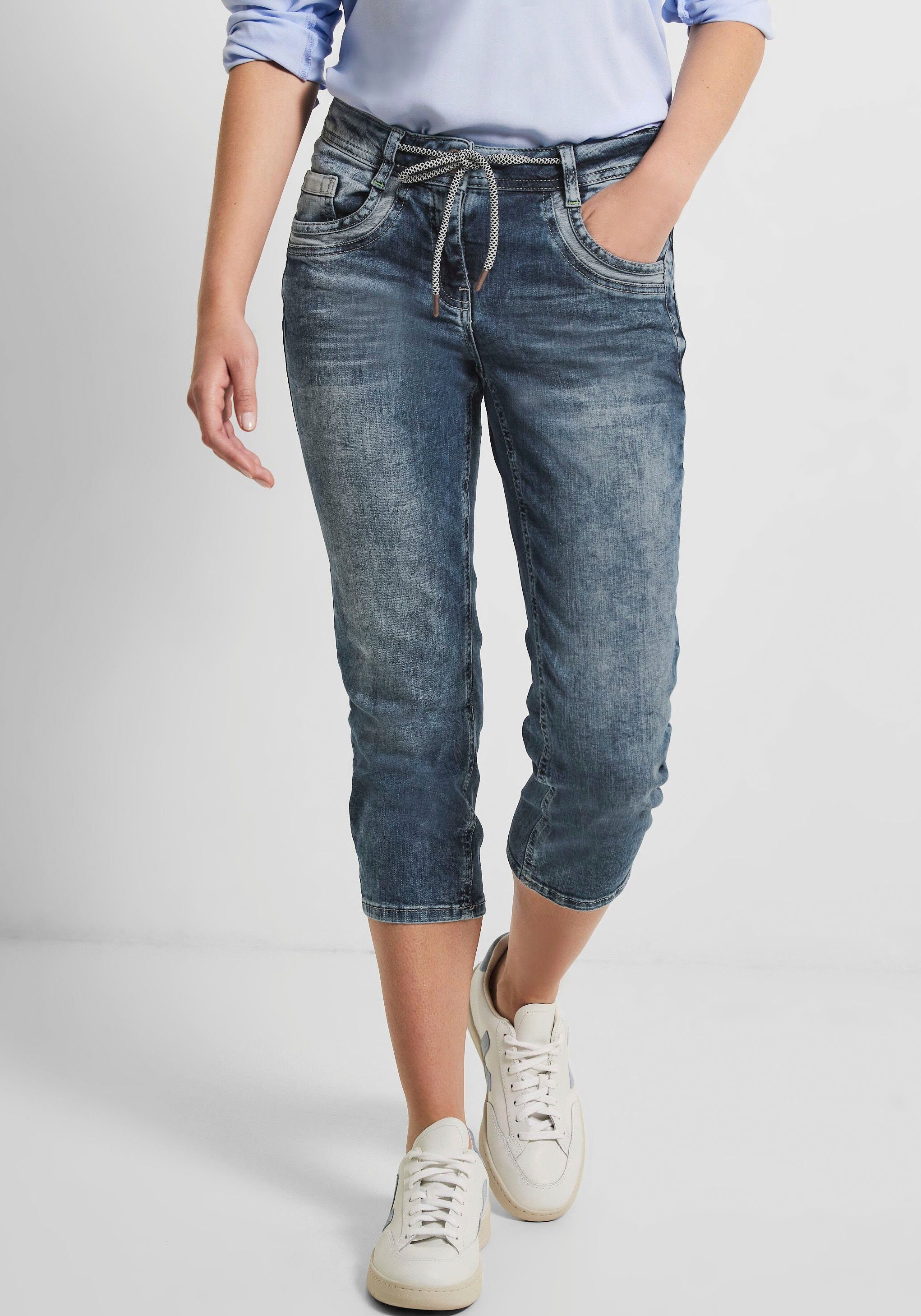 Cecil 3/4-Jeans mit Tunnelzugband, Der Denim-Look rundet Style 5-Pocket ab den gekonnt