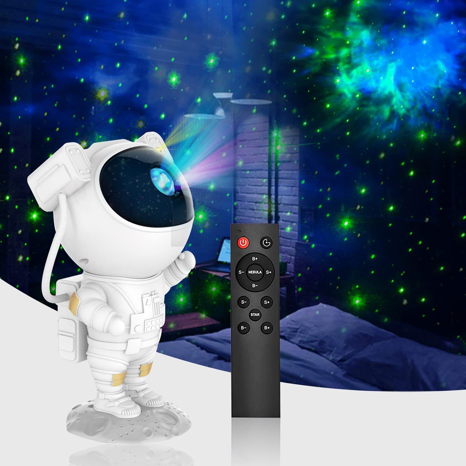 AKKEE LED Nachtlicht Ночные огни Astronauten Звездное небо Projektor, LED fest integriert, mit Fernbedienung und Timer, Sternenprojektor Kinder und Erwachsene