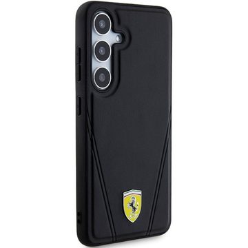Ferrari Handyhülle Case Galaxy S24 Plus MagSafe Kunstleder schwarz Logo 6,7 Zoll, Kantenschutz