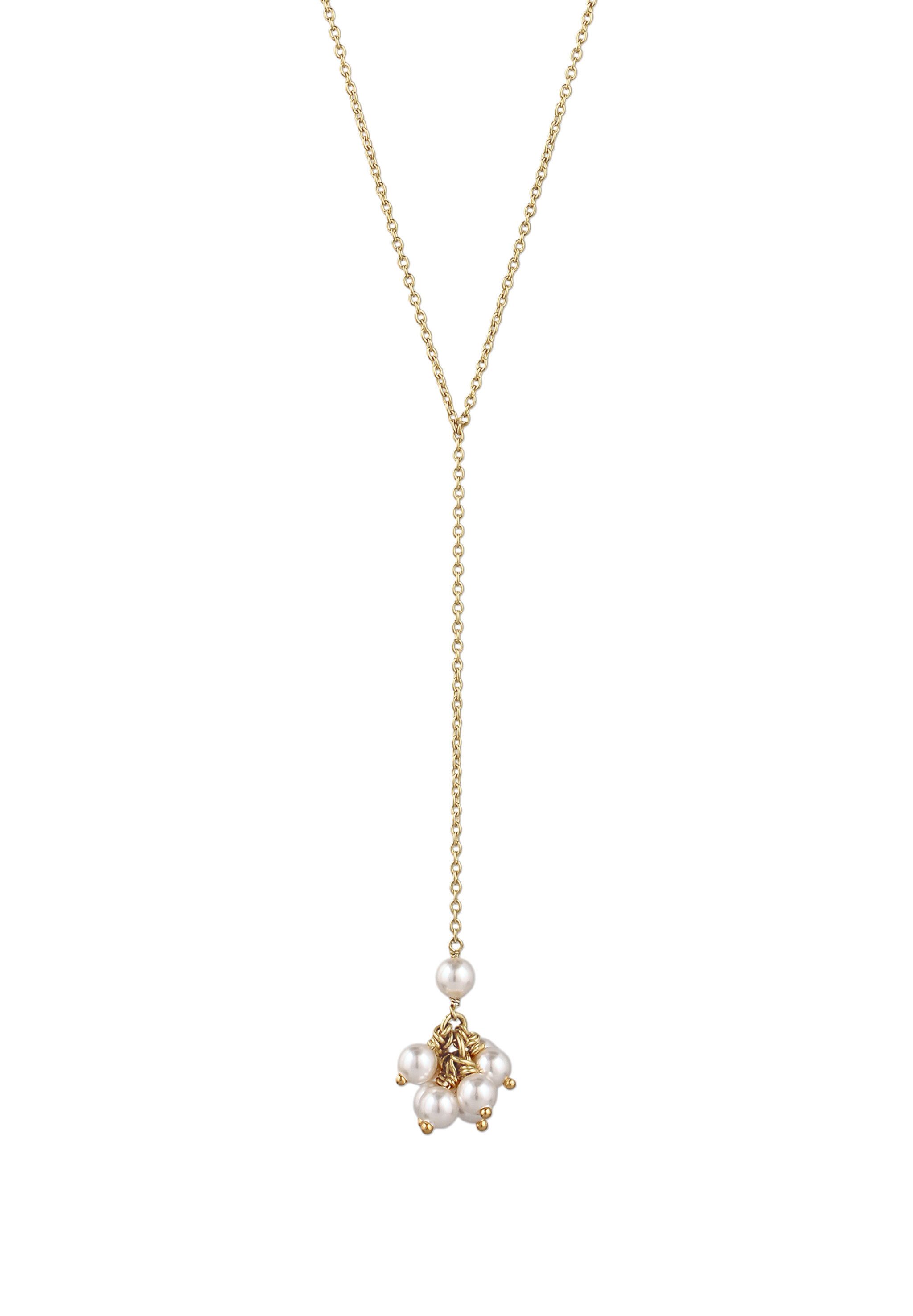 Elli Perlenkette Y-Kette mit Perlen von Swarovski® Weiß 925 Sterling Silber vergoldet