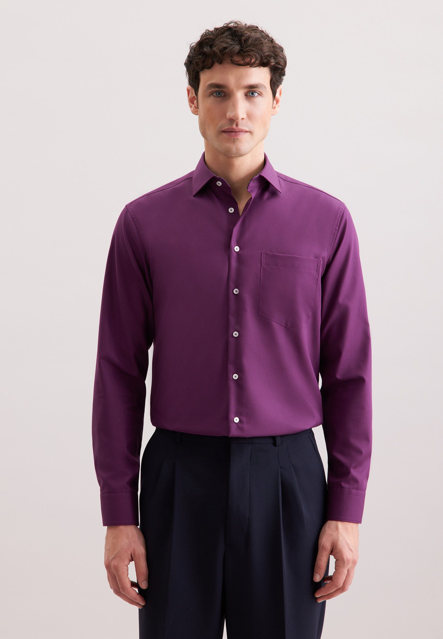 seidensticker Businesshemd Schwarze Rose Regular 1/1 Kentkragen Uni