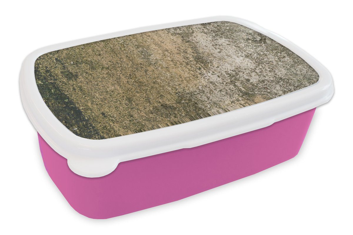 Kunststoff Brotbox Brotdose Kinder, - Mädchen, Vintage, MuchoWow Erwachsene, für Beton Kunststoff, rosa - (2-tlg), Snackbox, Lunchbox Braun