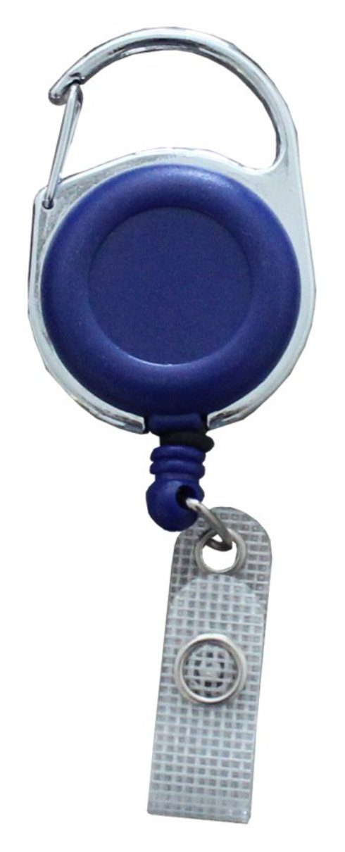 Kranholdt Schlüsselanhänger Jojo / Ausweishalter / Ausweisclip runde Form (100-tlg), Metallumrandung, Druckknopfschlaufe Blau