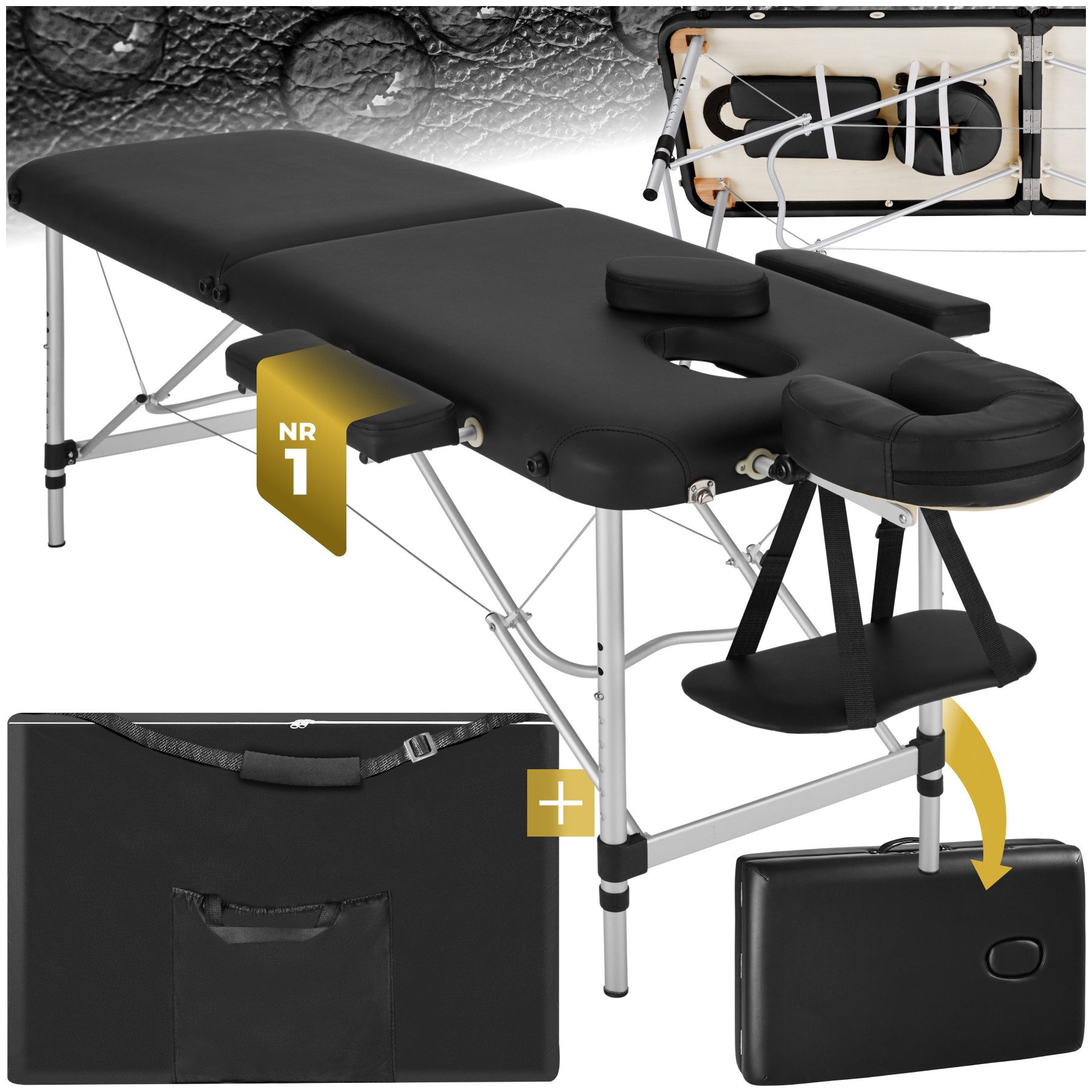 tectake Massageliege 2 Zonen Massageliege (Set, 1-St., mit Tragetasche), Breite 60 cm, Polsterung 4 cm