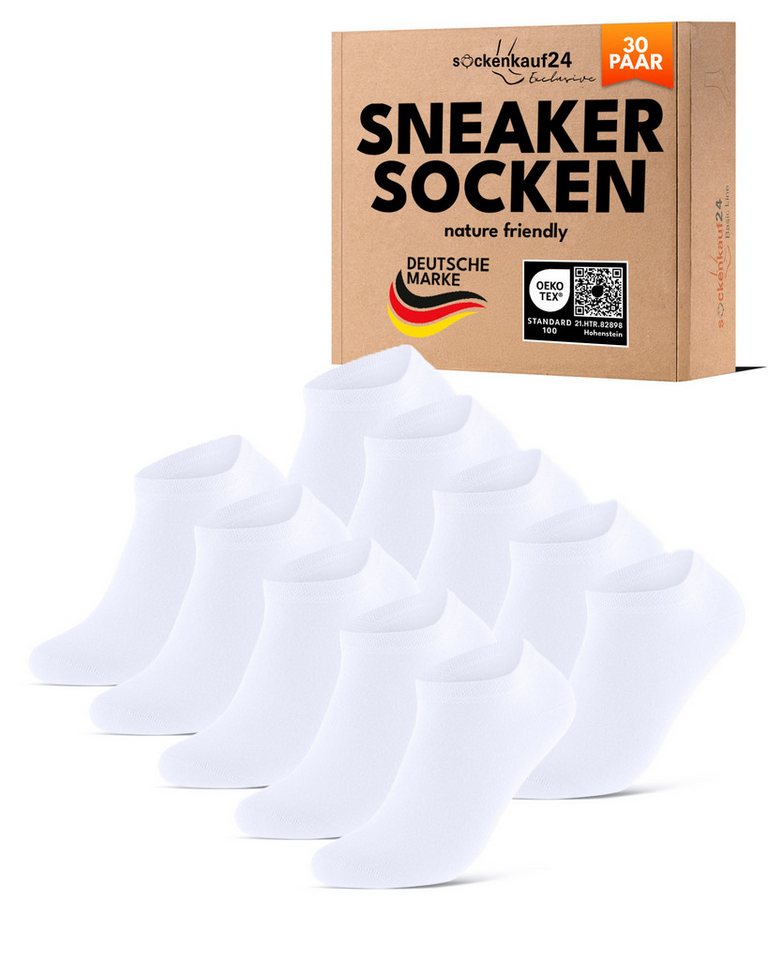 sockenkauf24 Sneakersocken Premium Sneaker Socken Herren & Damen mit Komfortbund ohne Gummidruck (30-Paar) atmungsaktive gekämmte Baumwolle, ohne Naht, Exclusive Line