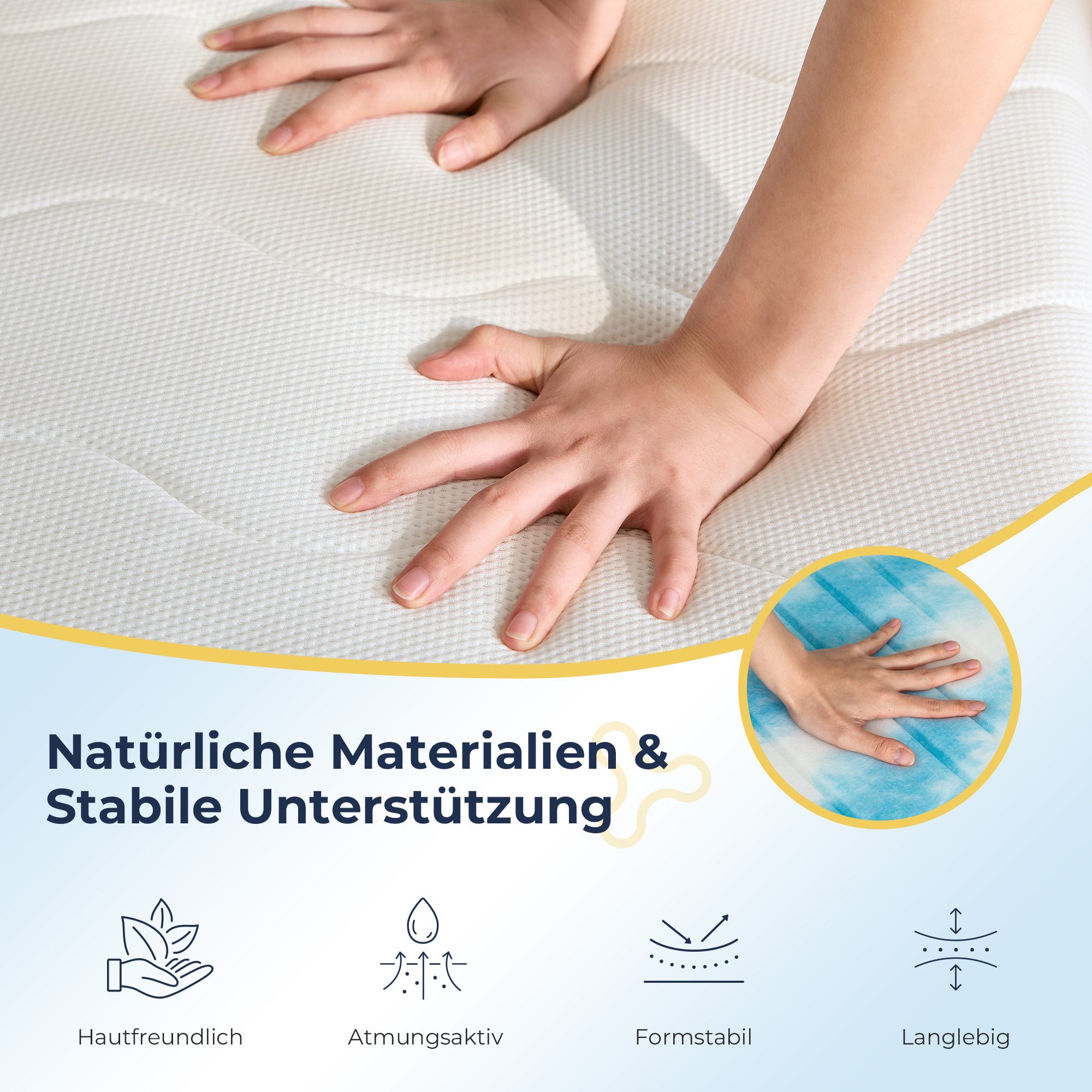 Kaltschaummatratze 7-Zonen Rollmatratze mit waschbarem Bezug, 12 / 16 / 18 / 22 cm Höhe, Napsie, Dual-Core Matratze mit wählbaren Härtegraden, H2 weich / H3 mit – Bild 3 von 5