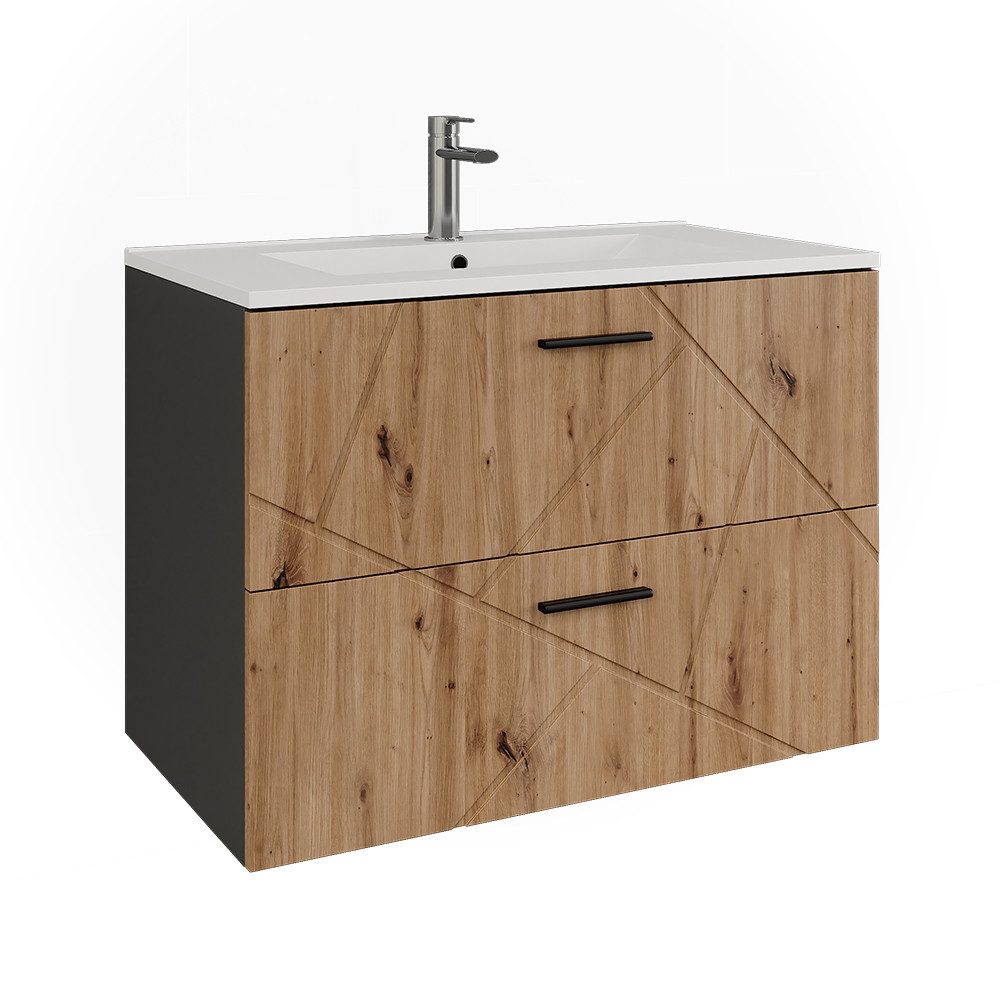 Vicco Waschbeckenunterschrank Irma, Anthrazit/Artisan, 80 x günstig online kaufen