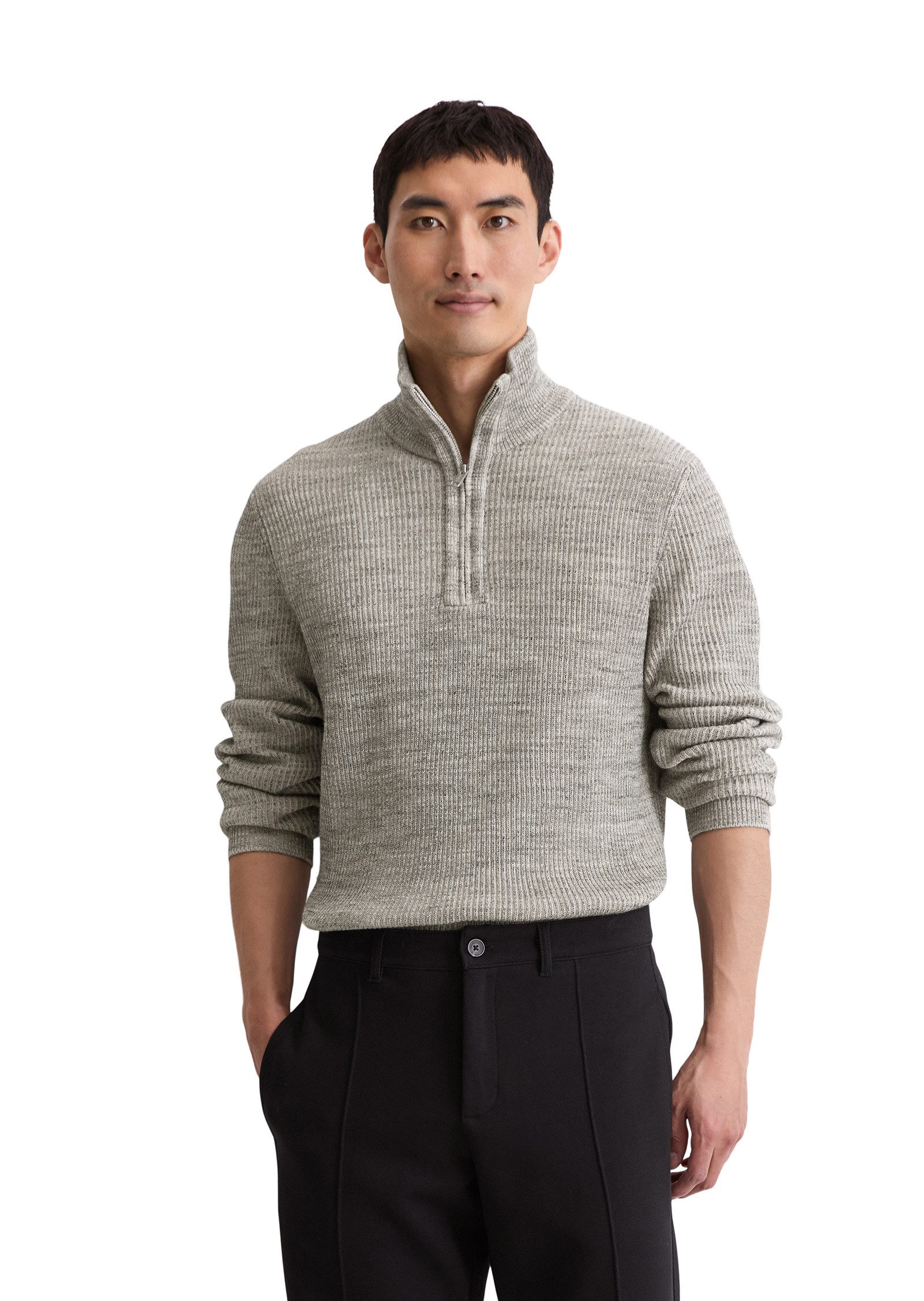 Marc O'Polo Rundhalspullover aus Baumwoll-Schurwoll-Mix günstig online kaufen