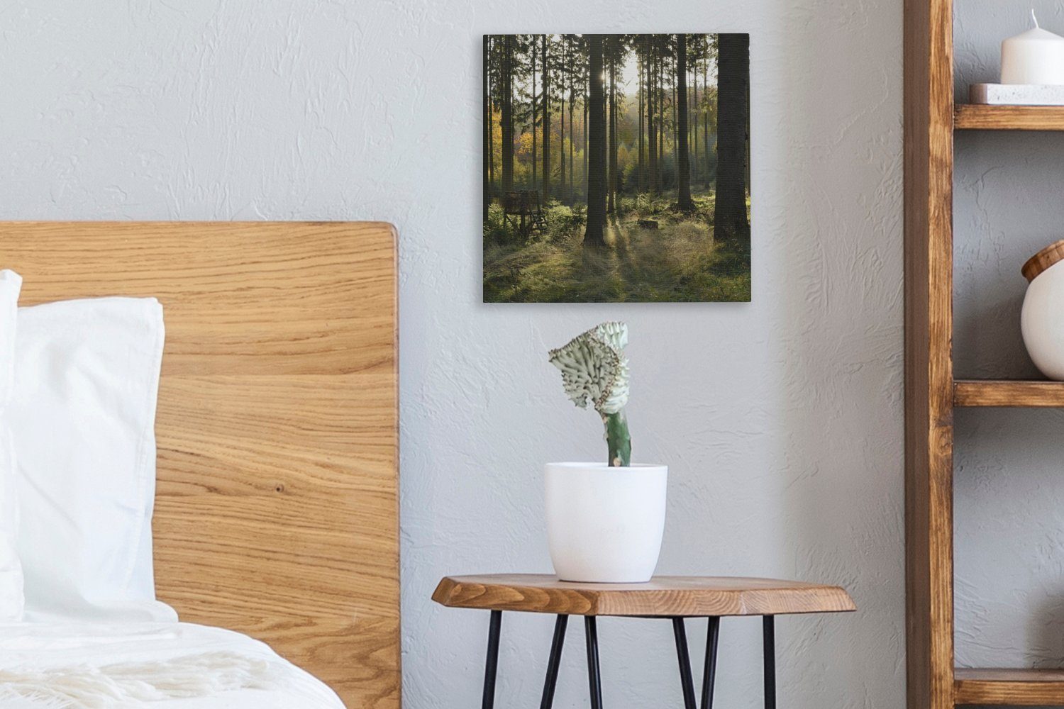 OneMillionCanvasses® Leinwandbild Wald - Sommer Leinwand Wohnzimmer Sonne, für (1 Bilder bunt Schlafzimmer St), 