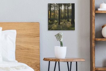 OneMillionCanvasses® Leinwandbild Wald - Sommer - Sonne, (1 St), Leinwand Bilder für Wohnzimmer Schlafzimmer