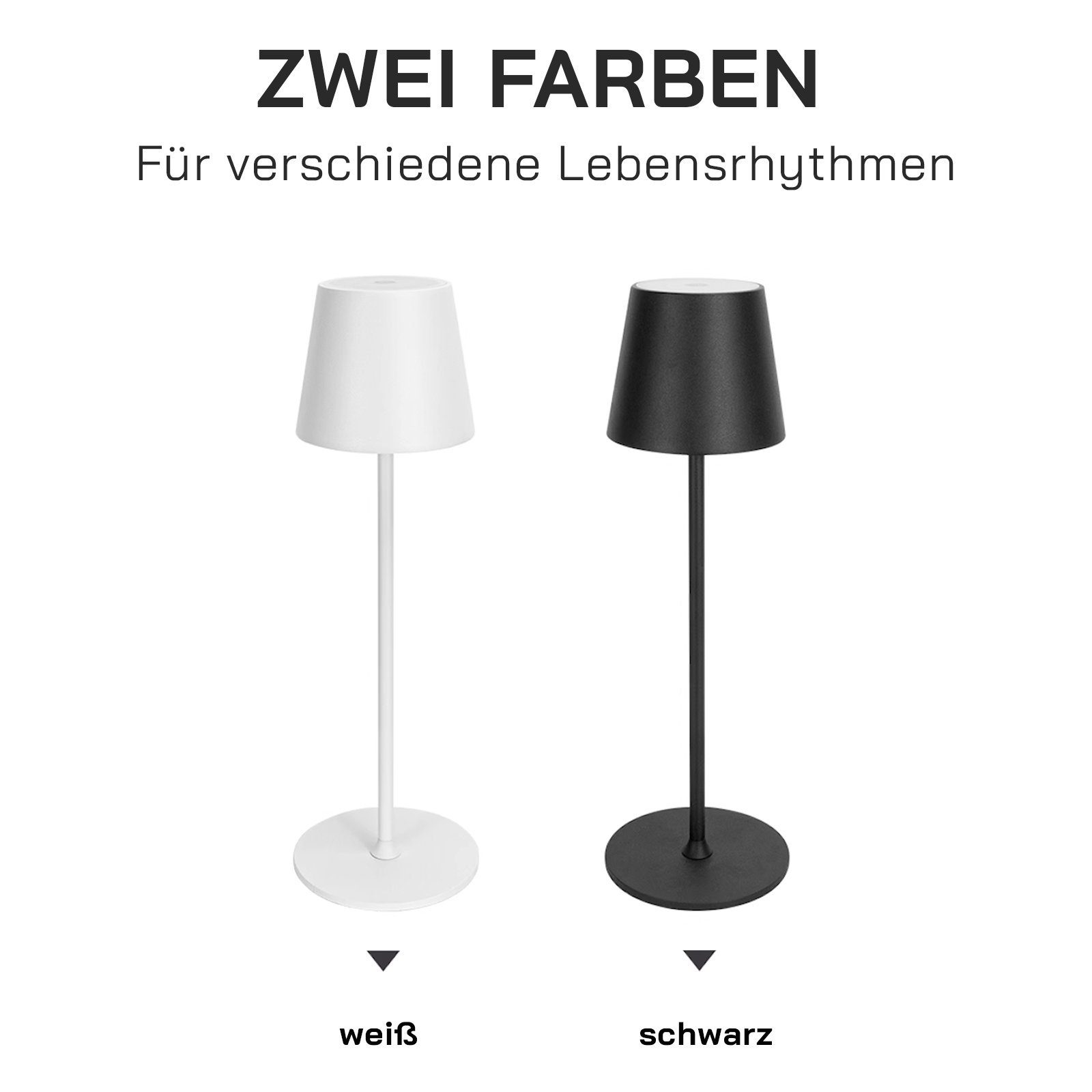 LIGHTSTUDIO LED Außen-Tischleuchte - Kabellos Tischlampe weiß, LED LED integriert, Dimmbar Akku, Schreibtischlampe, fest 5200mAh Wohnzimmer Tischleuchten Schlafzimmer, Outdoor Wasserdicht