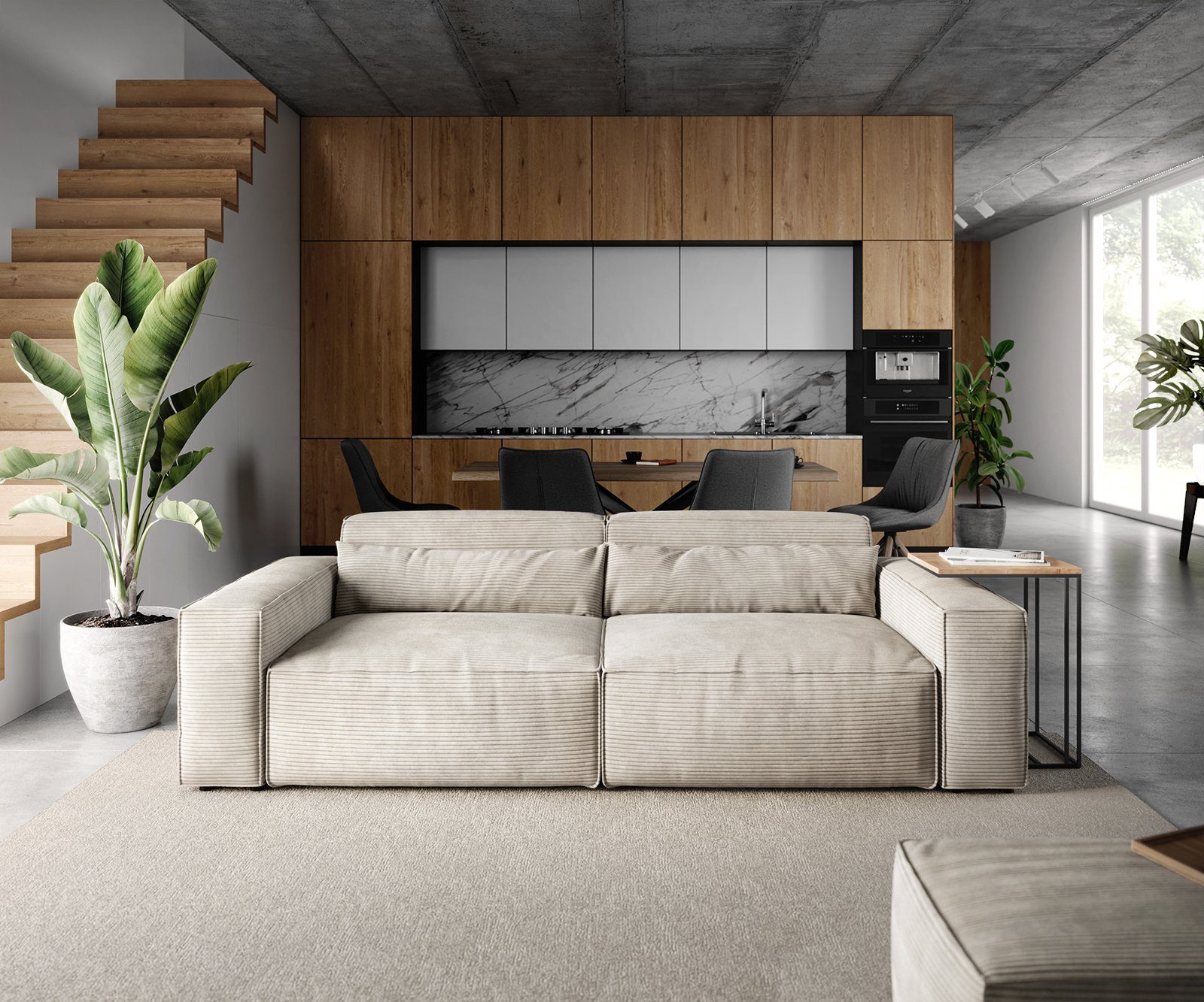 DELIFE Big-Sofa Sirpio, Cord Beige 230x90 günstig online kaufen