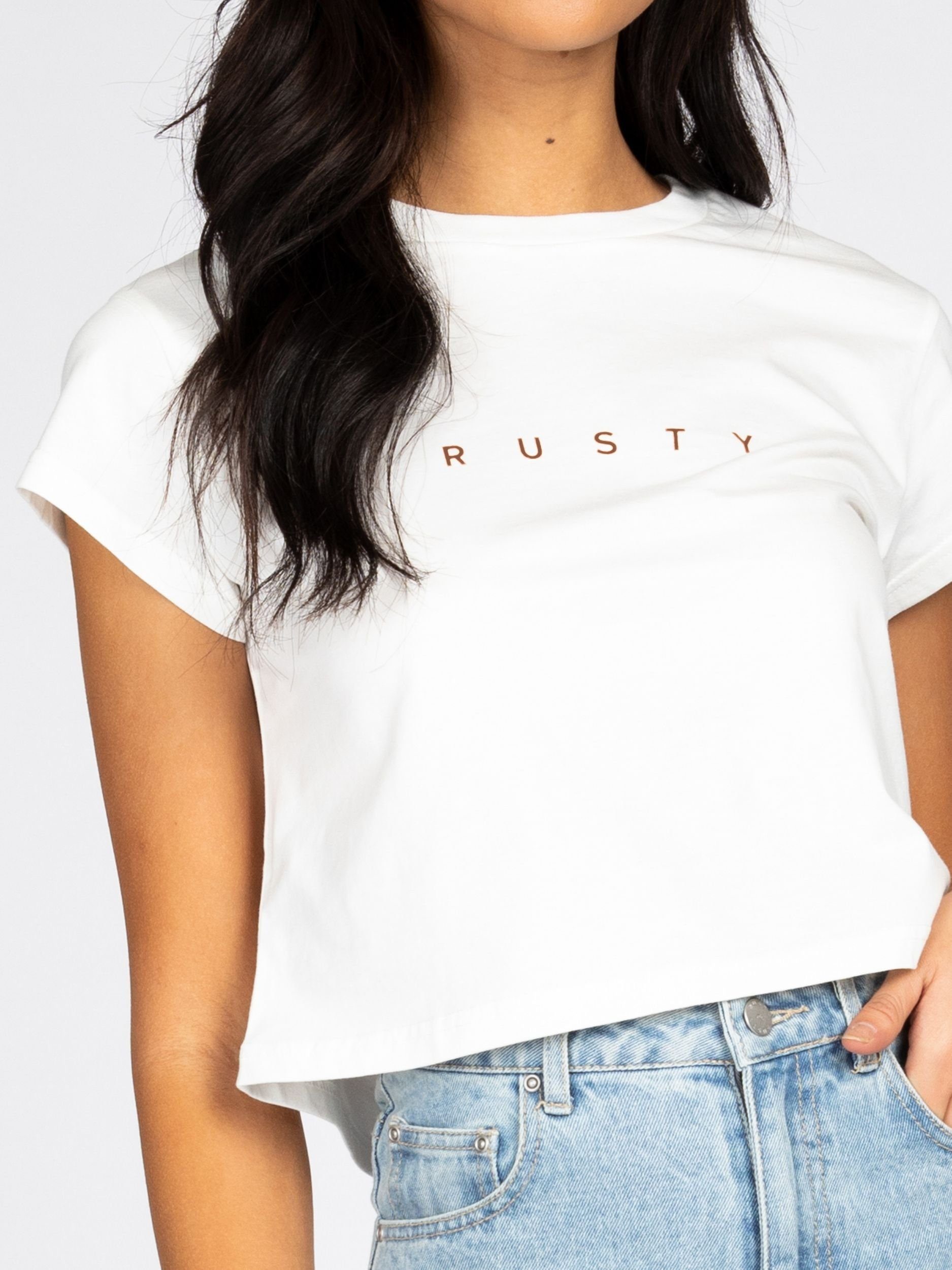 Rusty T-Shirt RUSTY ESSENTIALS CLASSIC SLIM CROP TEE Ceramic White