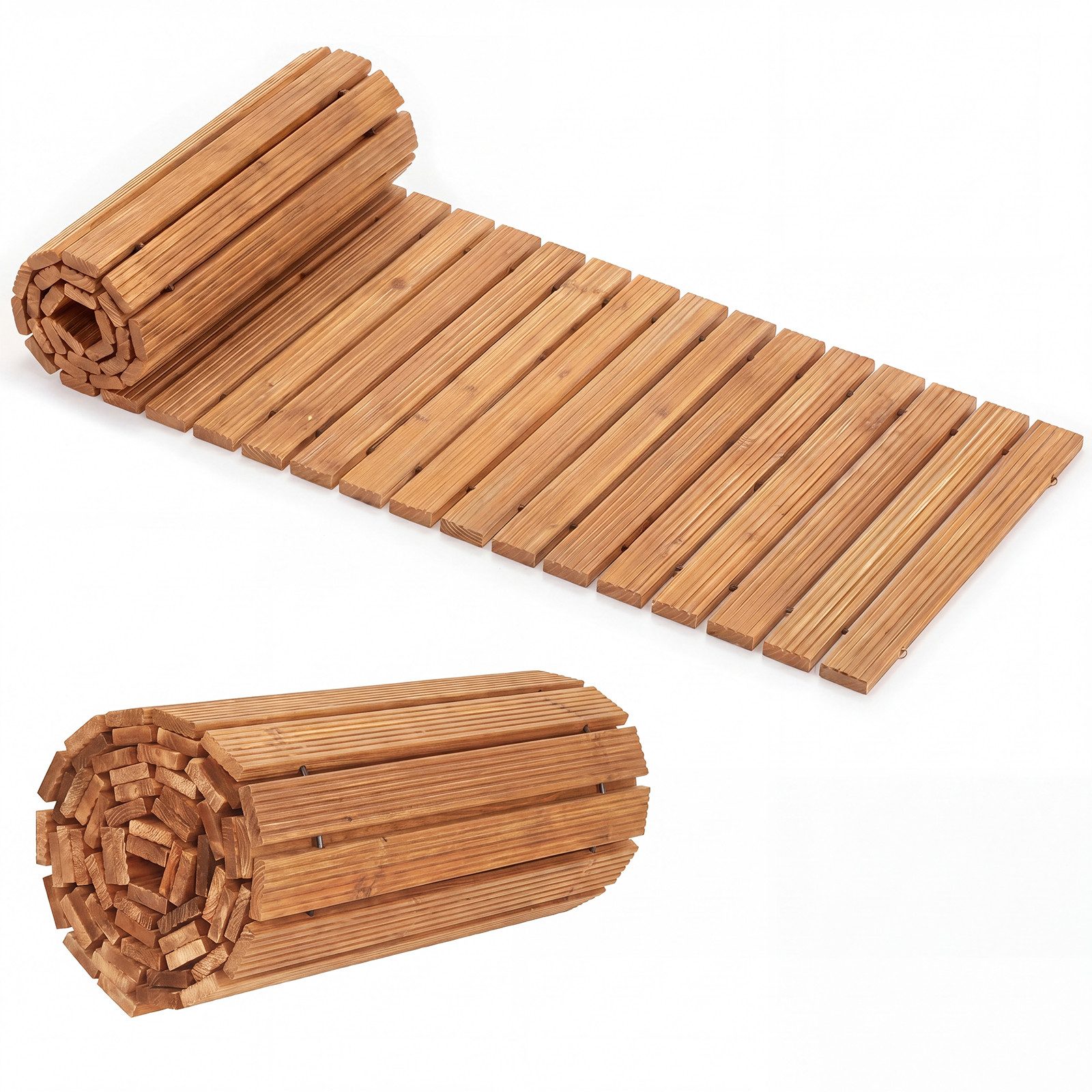 KOMFOTTEU Gartensteg, Holzpfad ausrollbar mit Rutschfester Oberfläche