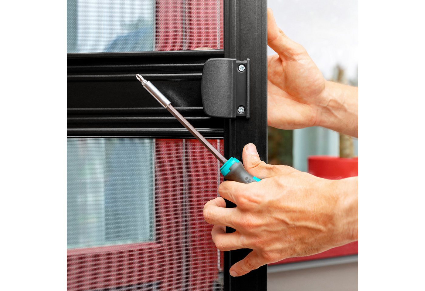 Thumbnail - SO-TECH® Türgriff Balkontürgriff DOJO 70 x 55 x 20 mm BA 48 mm, 1-tlg., RAL 9004 schwarz