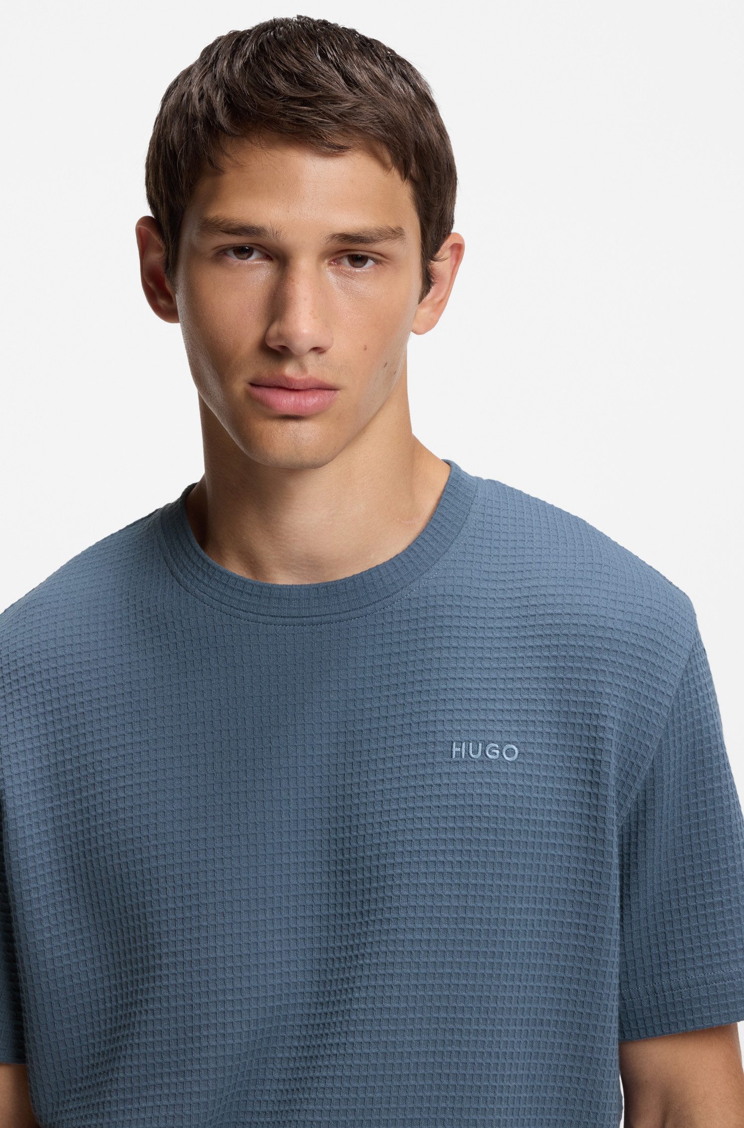 HUGO T-Shirt,Austin T-Shirt Waffelstruktur und Logo-Stickerei günstig online kaufen