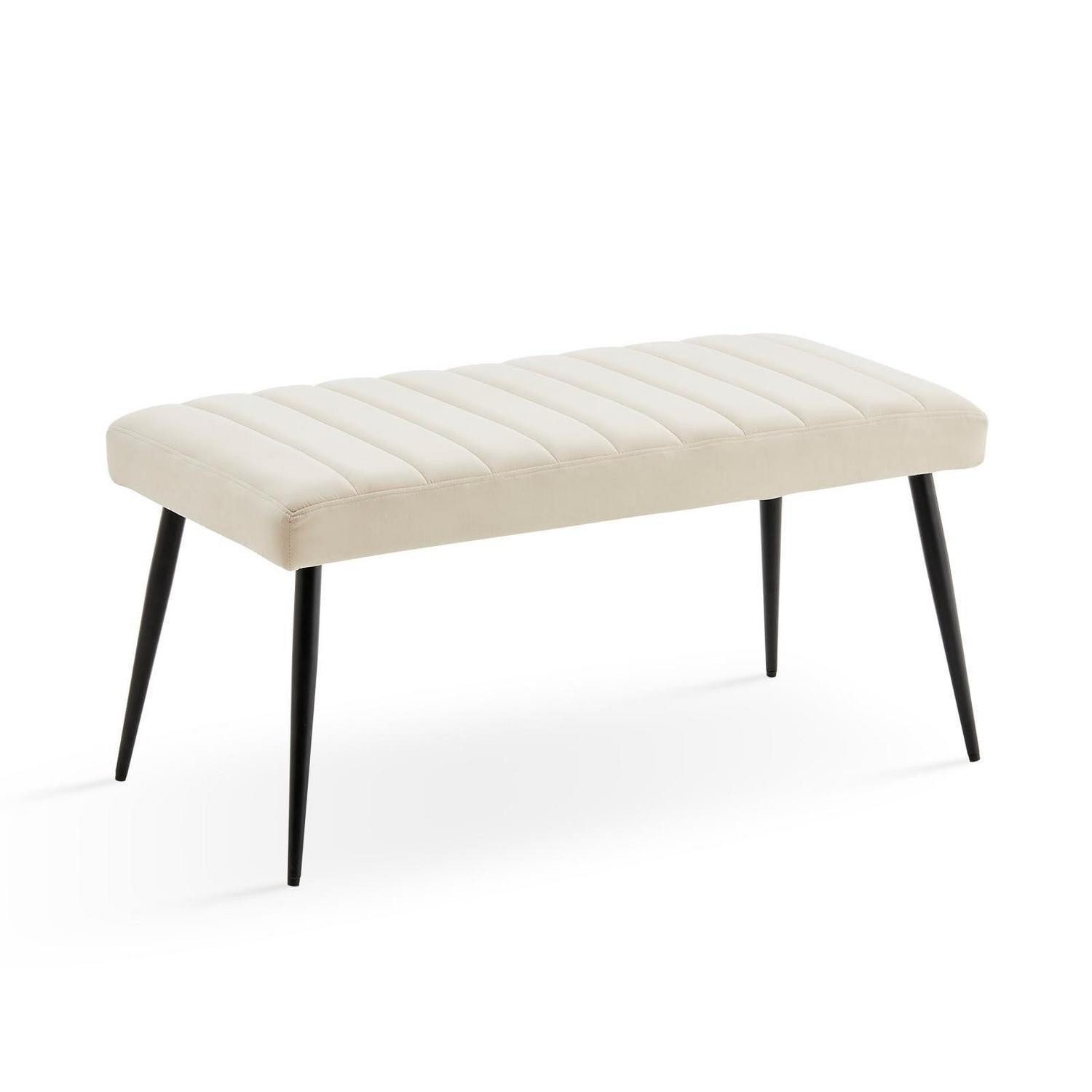 LuxusKollektion Polsterbank Sitzbank Esszimmer 101cm Samt Creme-streifen (1-St)