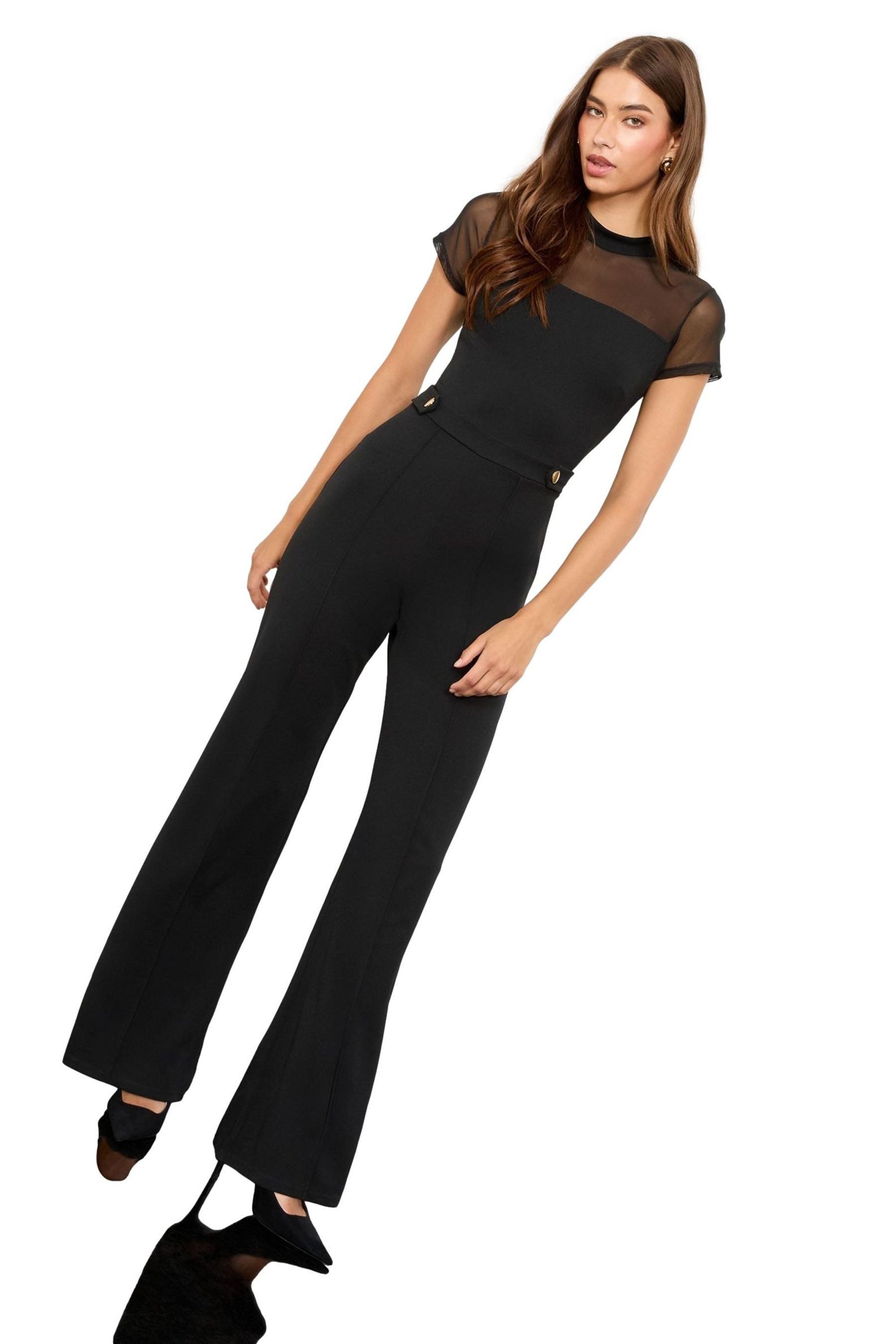 LIPSY Jumpsuit Lipsy Kurzärmeliger Overall mit Mesh – Petite (1-tlg)