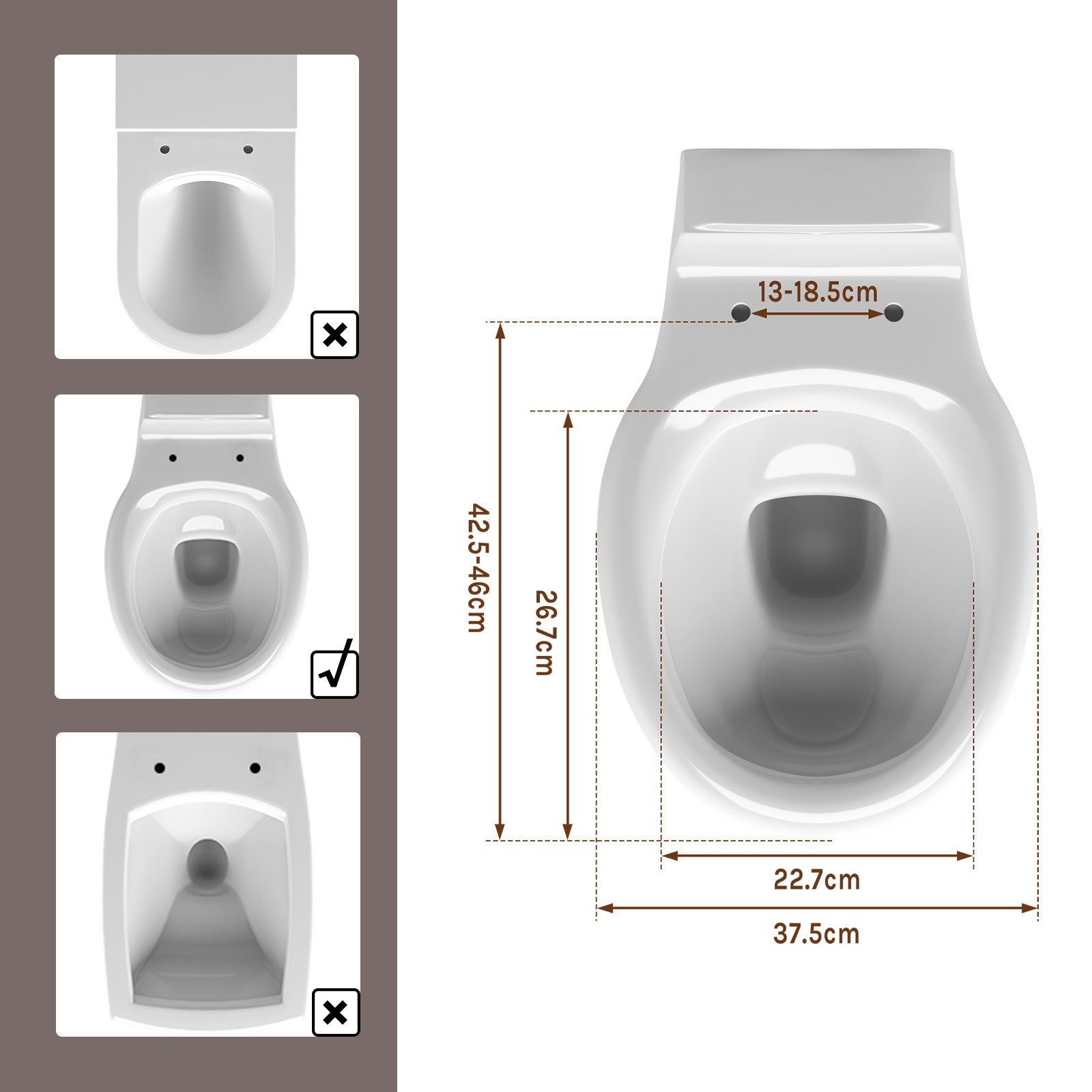 Woltu WC-Sitz (1-St), Montage von oben, mit Absenkautomatik, Klodeckel O Form