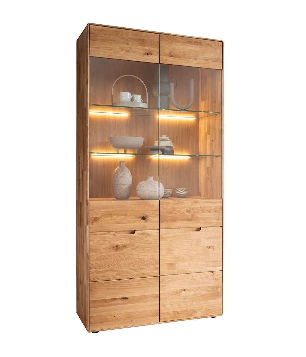 Main Möbel Vitrine Vitrine 100x200cm "Kent" Wildeiche massiv