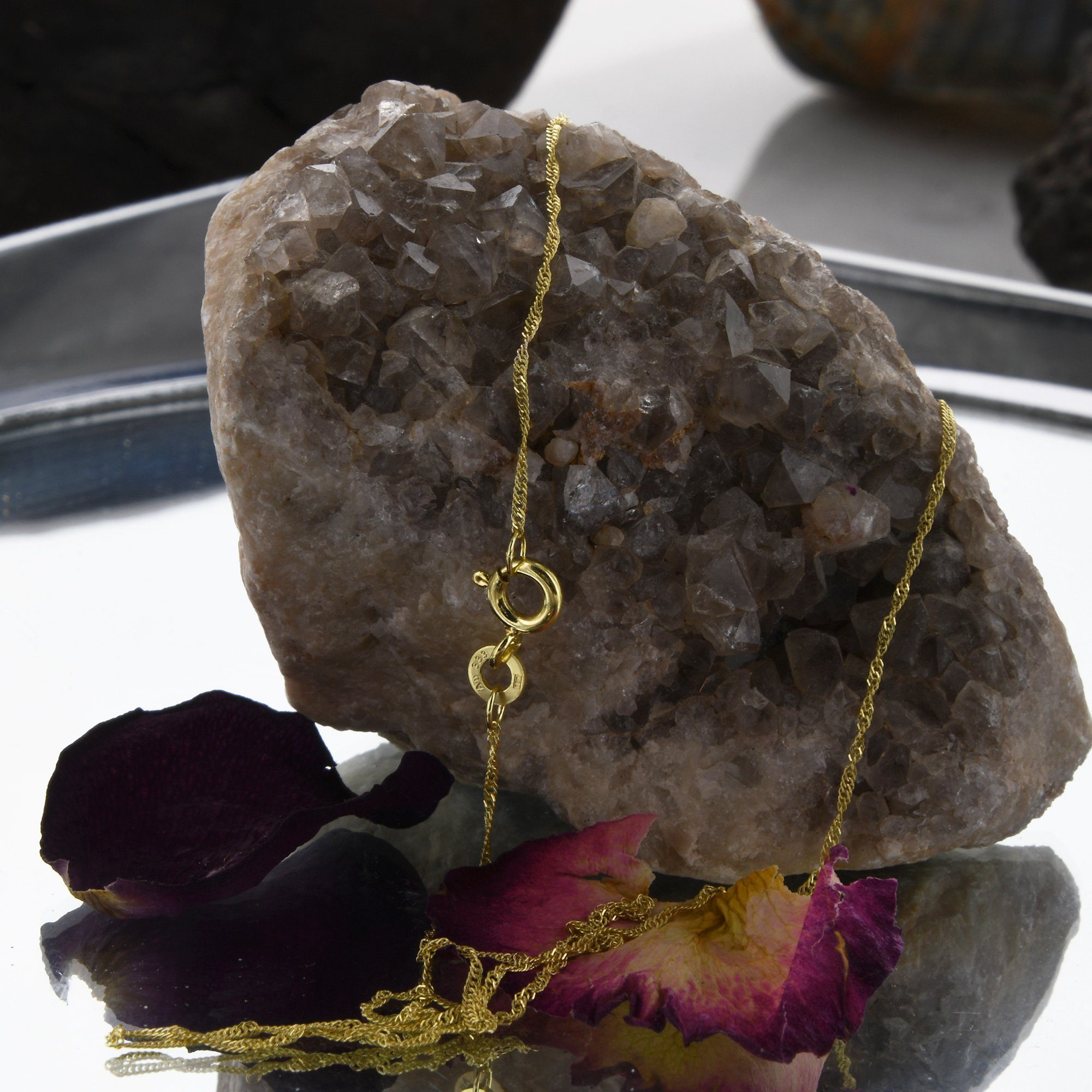 HOPLO Goldkette Goldkette Singapurkette Länge 42cm - Breite 1,0mm - 333-8 Karat Gold, Made in Germany