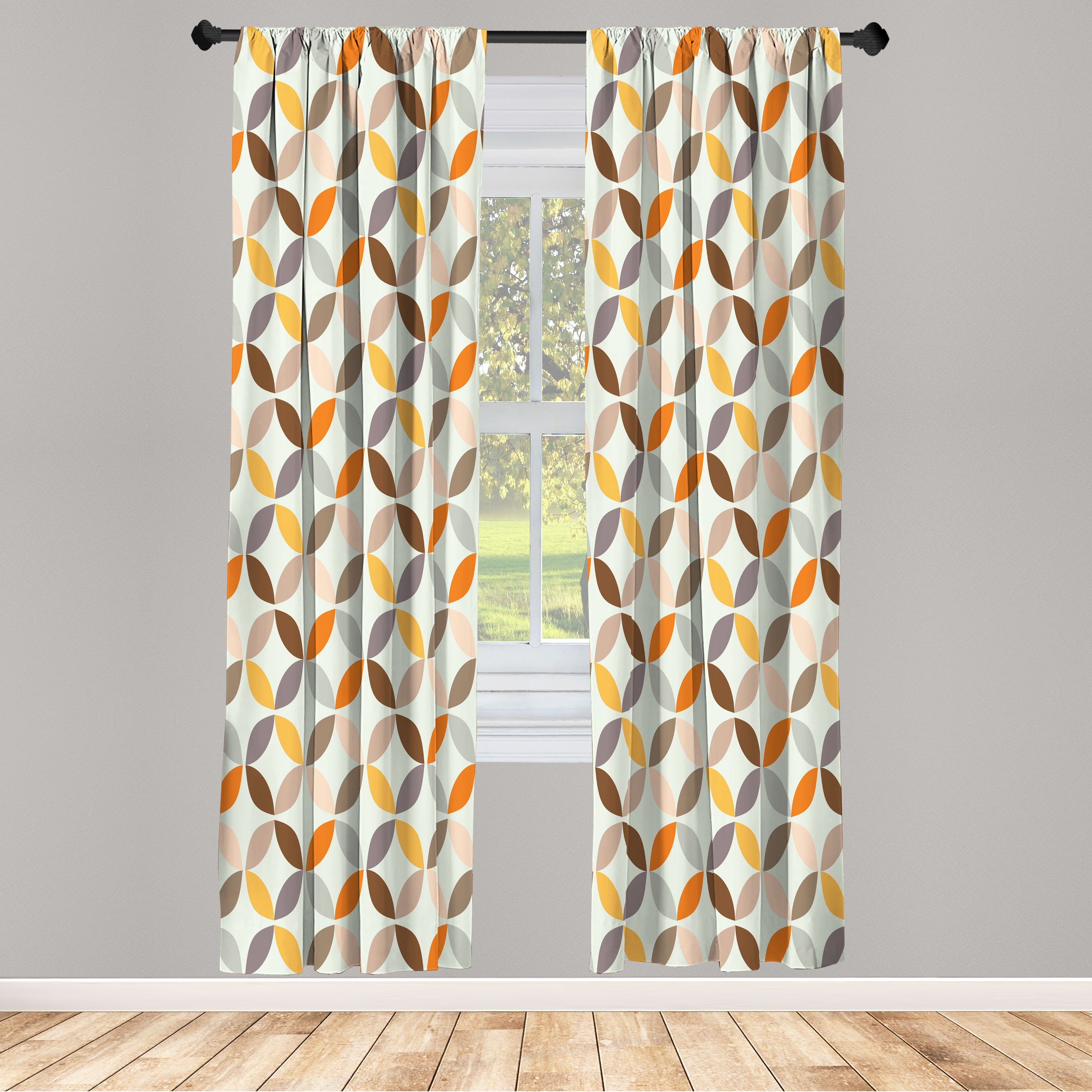 Gardine Vorhang für Wohnzimmer Abgewinkelt Schlafzimmer Tile Abakuhaus, Microfaser, Geometrisch Cyclic Dekor