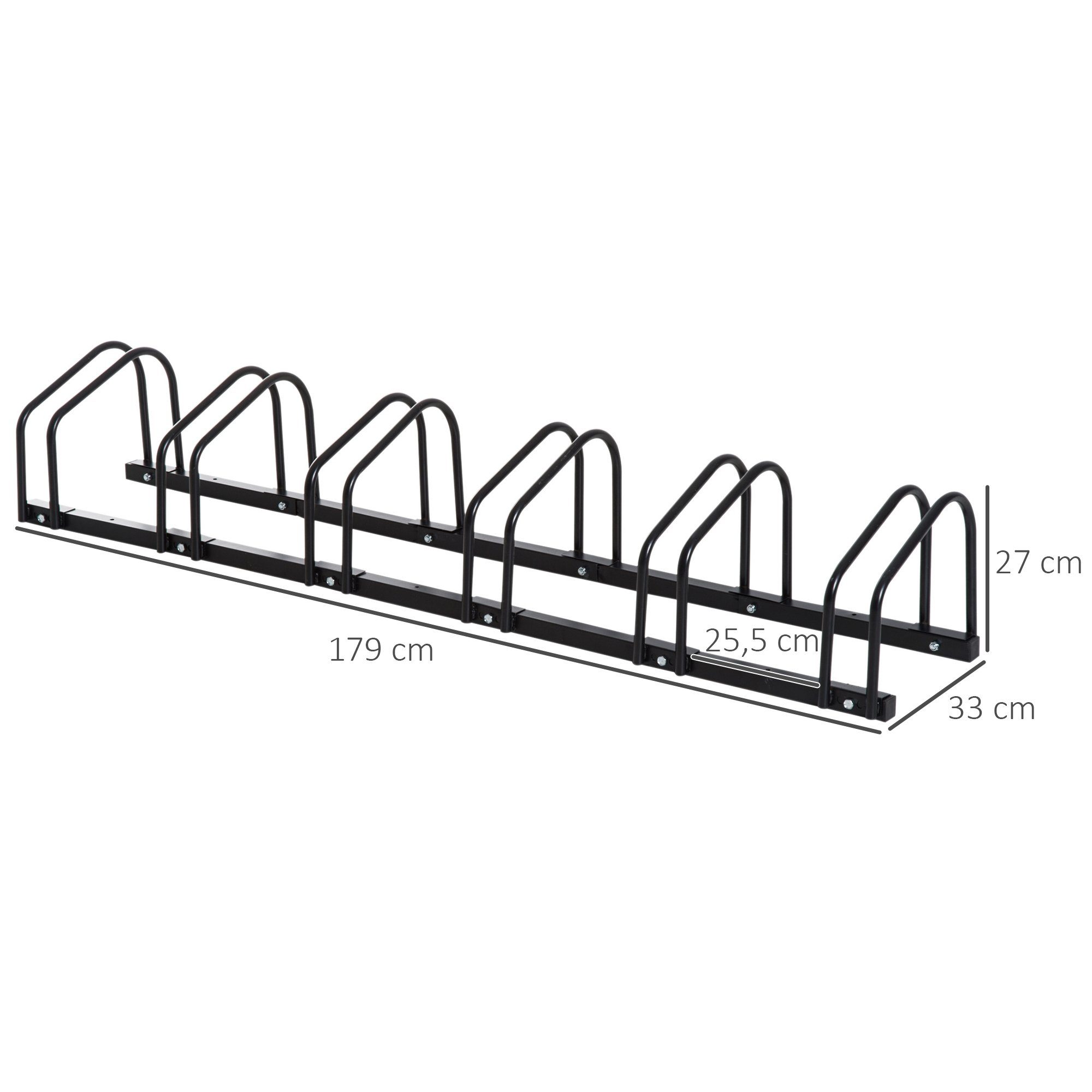 HOMCOM Fahrradständer Aufstellständer, Fahrrad, Ständer, wetterfest, Radstände (Mehrfachständer, 1-St., Radständer), 179L x 33B x 27H cm, Schwarz