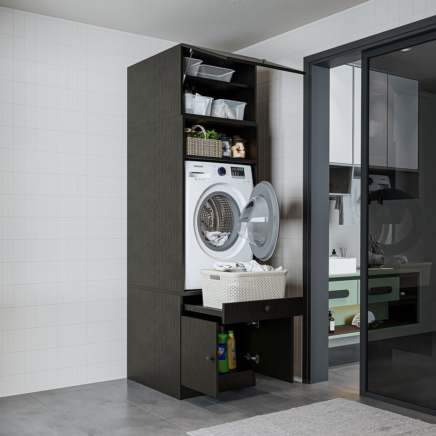 Roomart Waschmaschinenumbauschrank (Waschmaschinenschrank mit Schrankaufsat günstig online kaufen