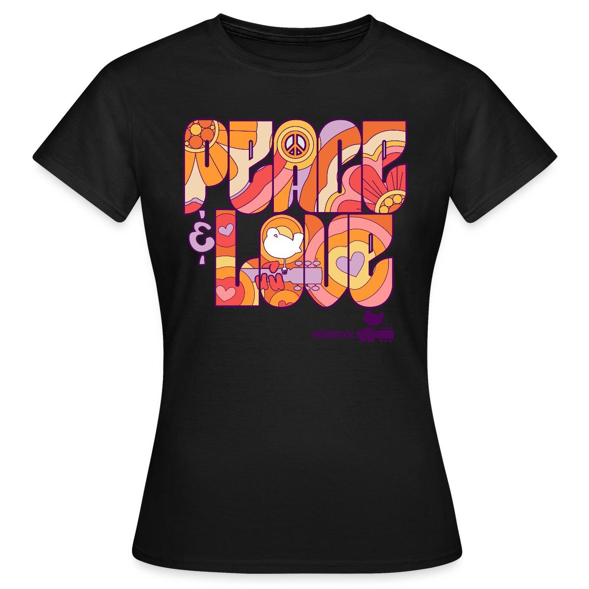 Spreadshirt T-Shirt Woodstock Peace Love Hippie günstig online kaufen