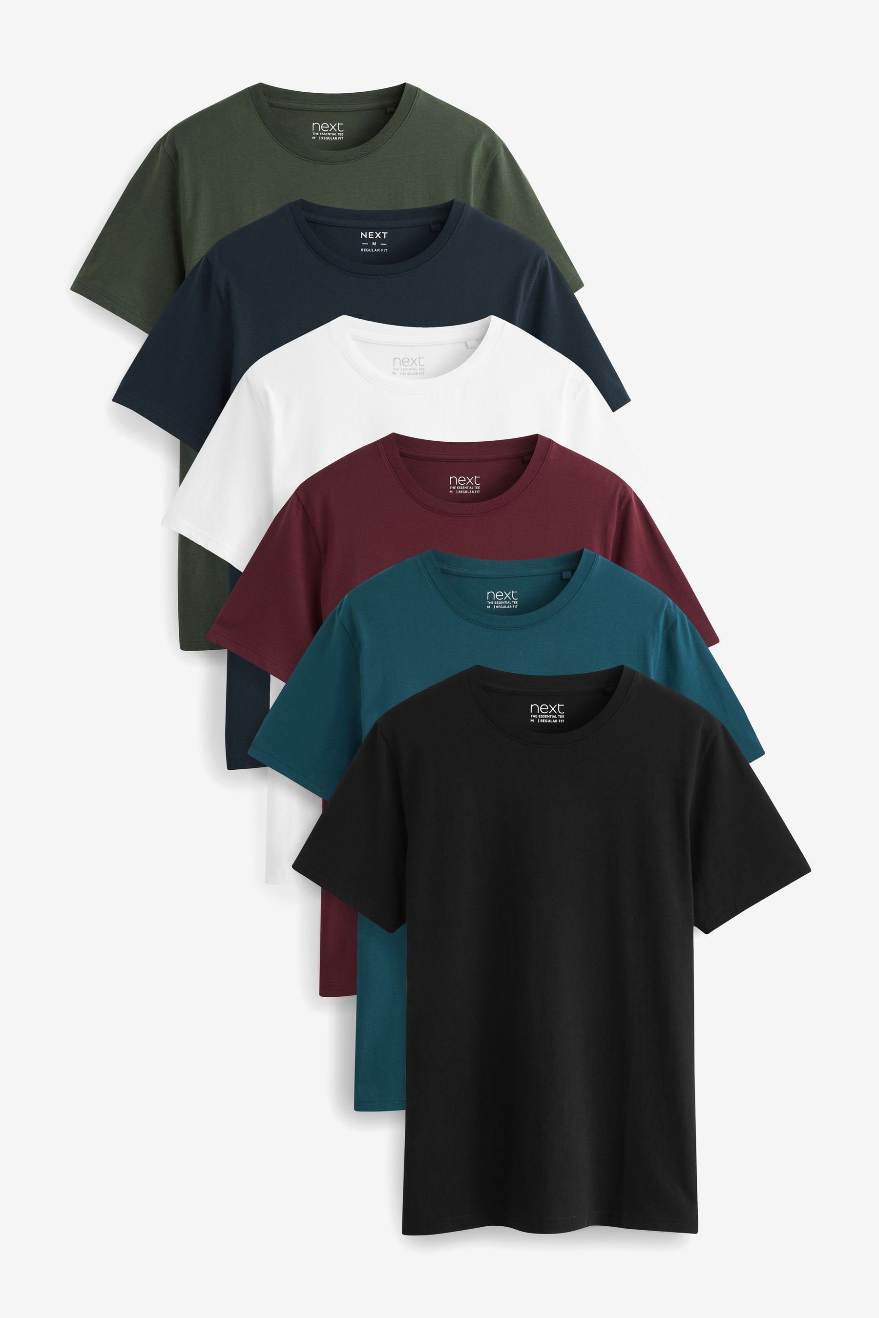 (6-tlg) Burgundy Green/ 6er-Pack Teal/ Navy/ White/ Next T-Shirts T-Shirt Black/