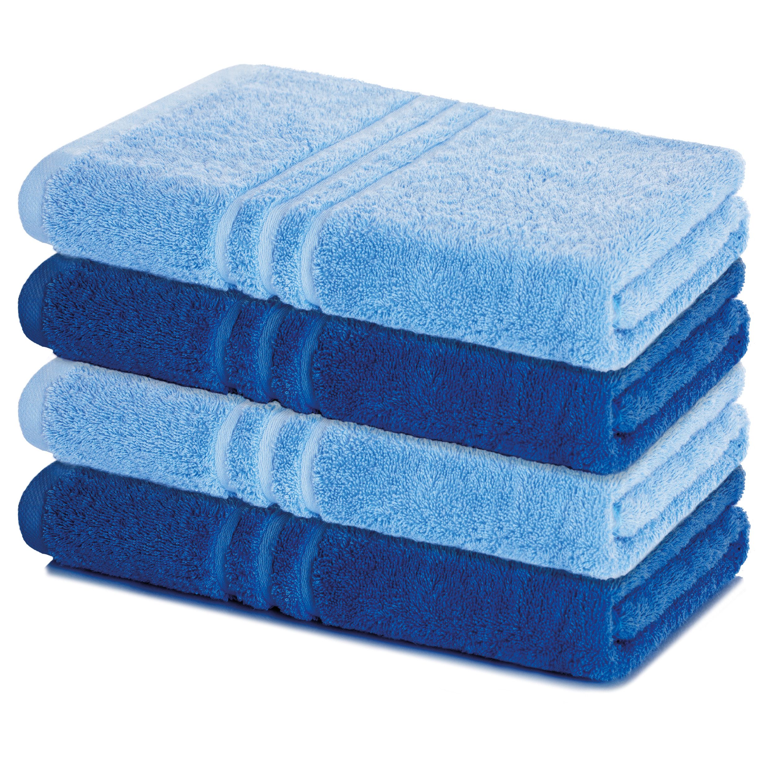 Lavea Duschtücher 4er Set Duschtuch 70 x 140 cm, Elena Frottee Handtücher, (Set, 4-St), Dusch-Handtuch, 500 g/m² Frottier, weich & saugstark, pflegeleicht