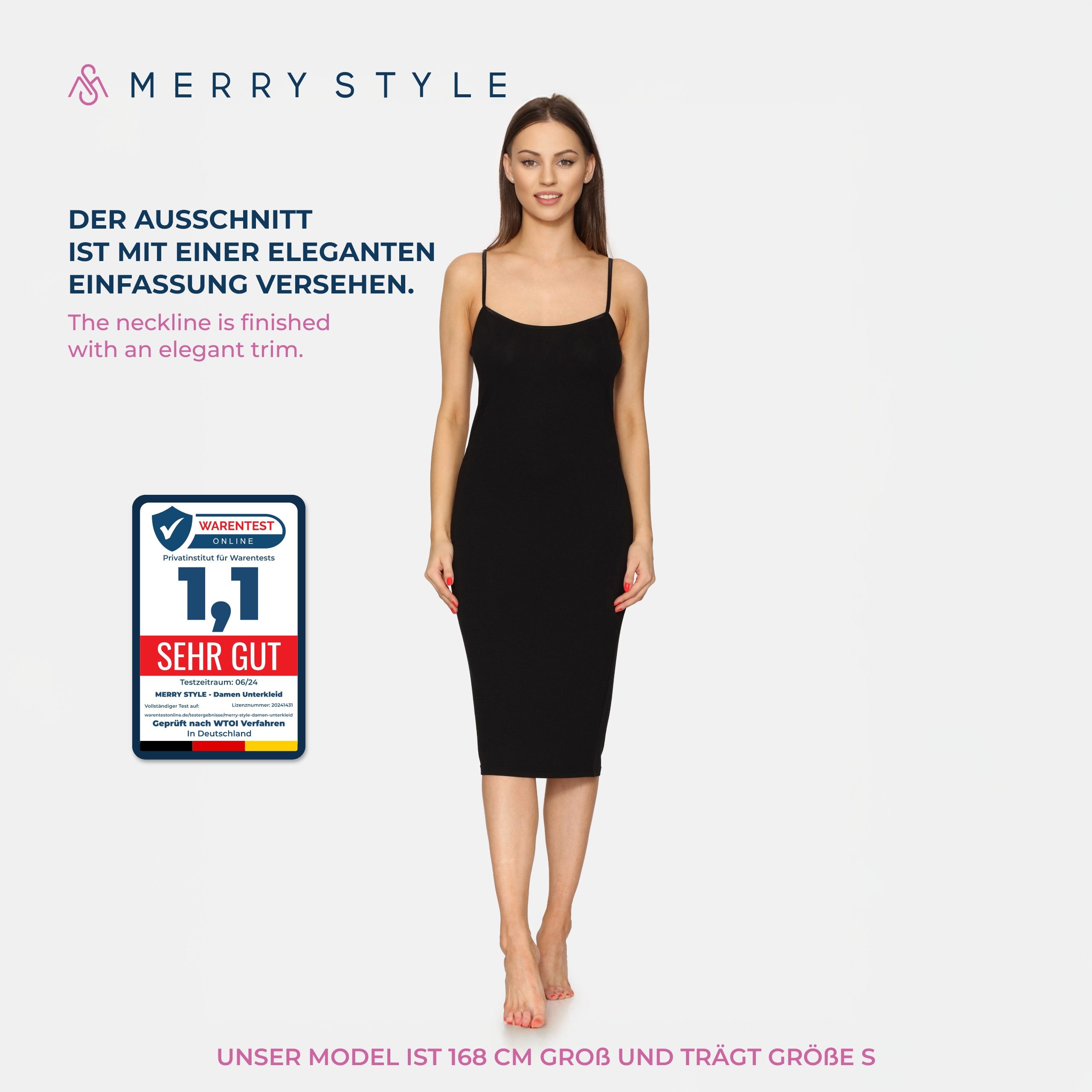 Merry Style Unterkleid Damen Spaghettikleid MS10-402 (1-tlg) aus Viskose – Bild 2 von 5