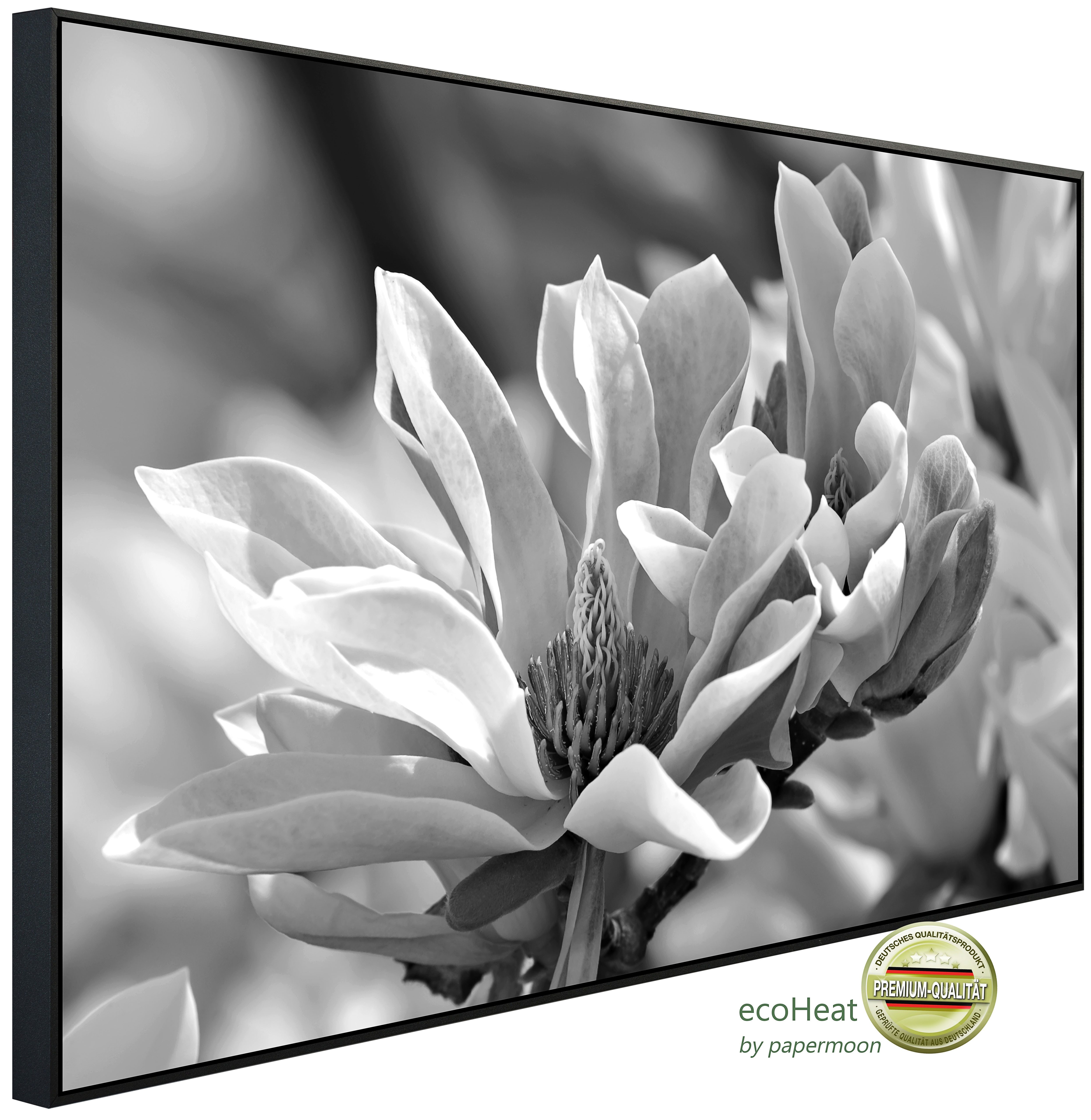Papermoon Infrarotheizung INFRAROT-BILD-HEIZUNG, Blume Schwarz & Weiß, TÜV-Rheinland/GS zertifiziert, angenehme Strahlungswärme