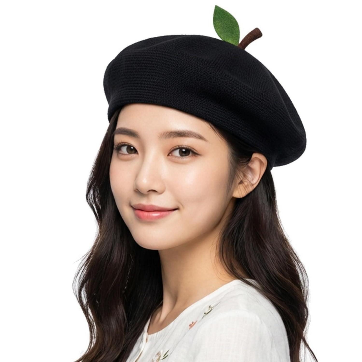 LuxusKollektion Baskenmütze Baskenmütze Barett Beret Beanie Damen Sommer M-L Schwarz