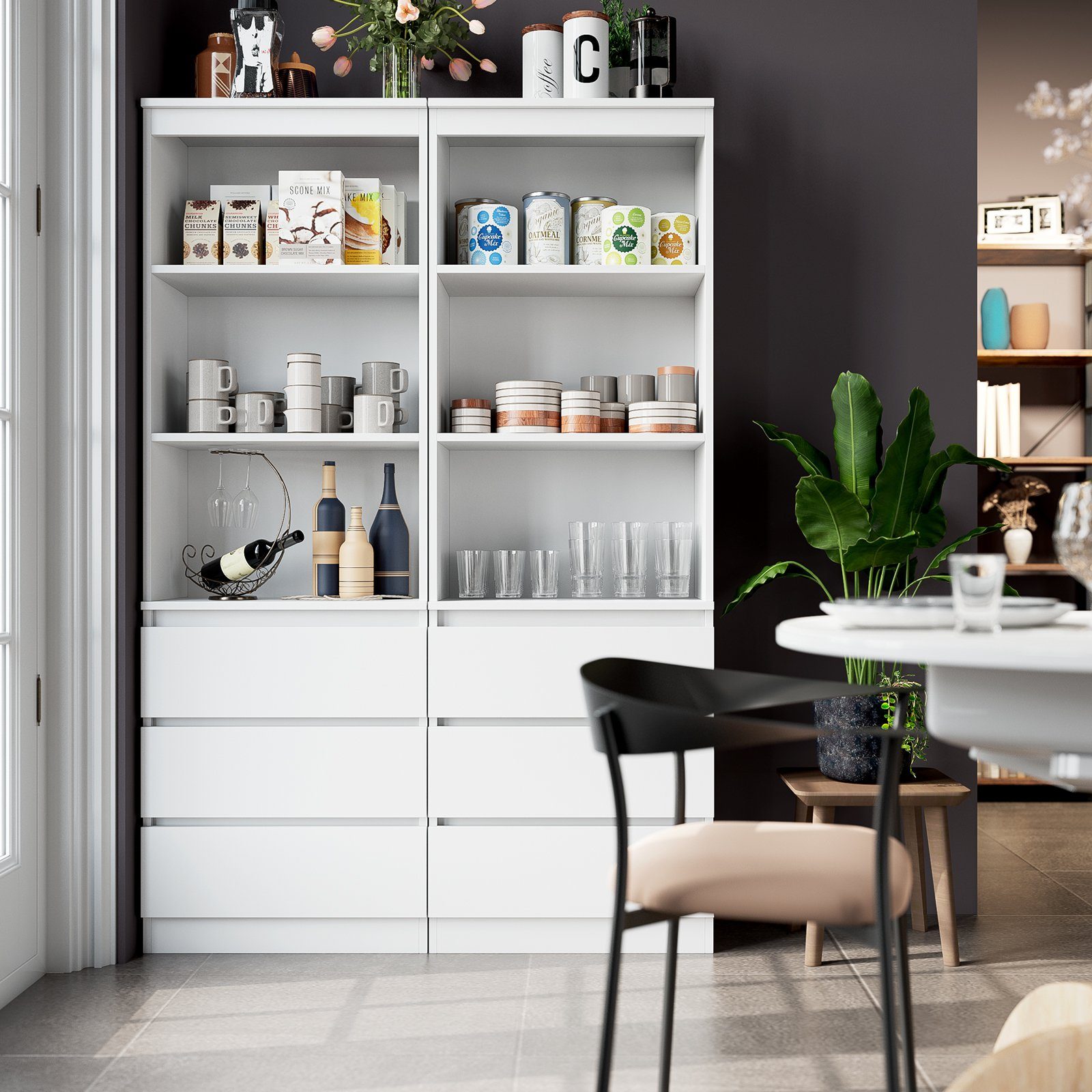 Homfa Hochschrank Bücherregal Bücherschrank mit 3 günstig online kaufen
