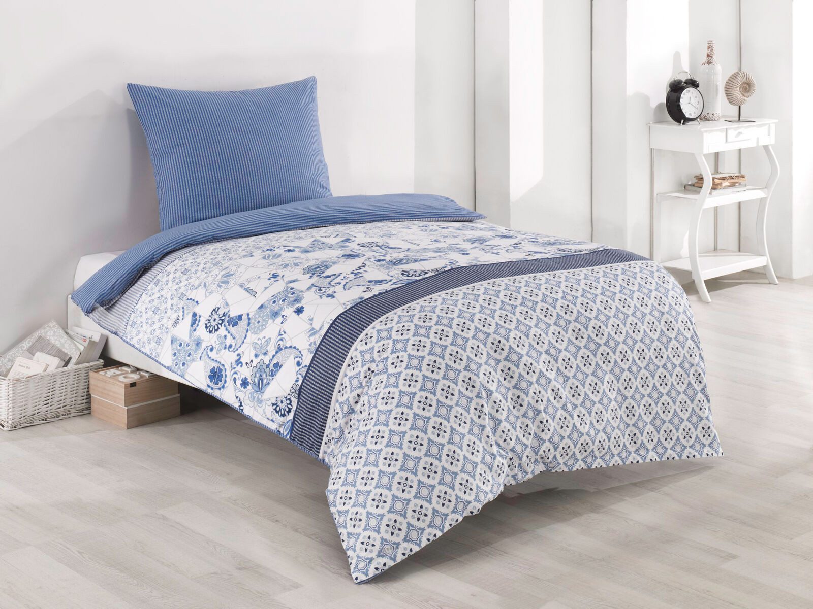 Visaggio Bettwäsche 100% Baumwolle Bettbezug Set in 6 Größen, Renforcé, 2 teilig, moderne Wendebettwäsche Paisleymuster und Streifen – Bild 2 von 3