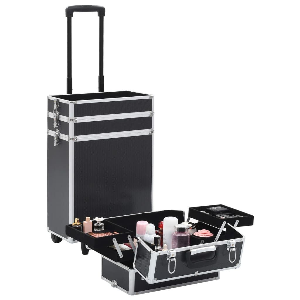 vidaXL Koffer Kosmetikkoffer Aluminium Schwarz