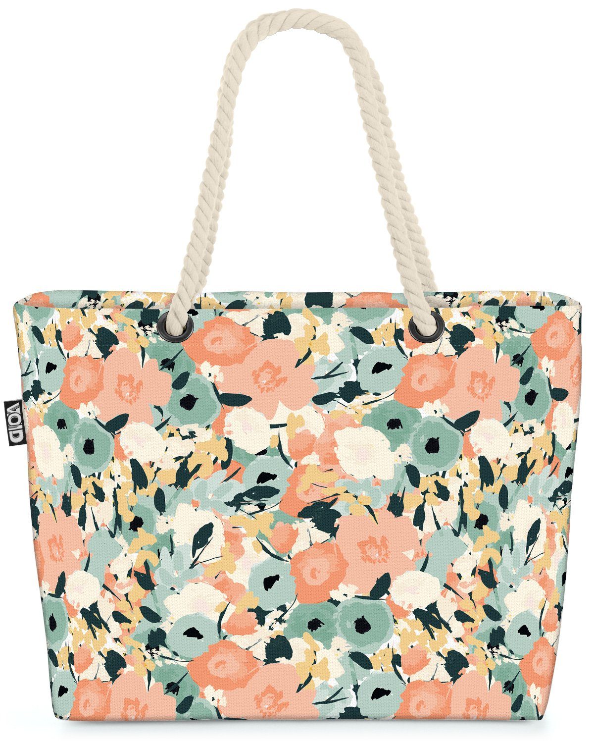 VOID Strandtasche (1-tlg), Abstraktes Blumenmuster Blumen Design retro floral design muster blum