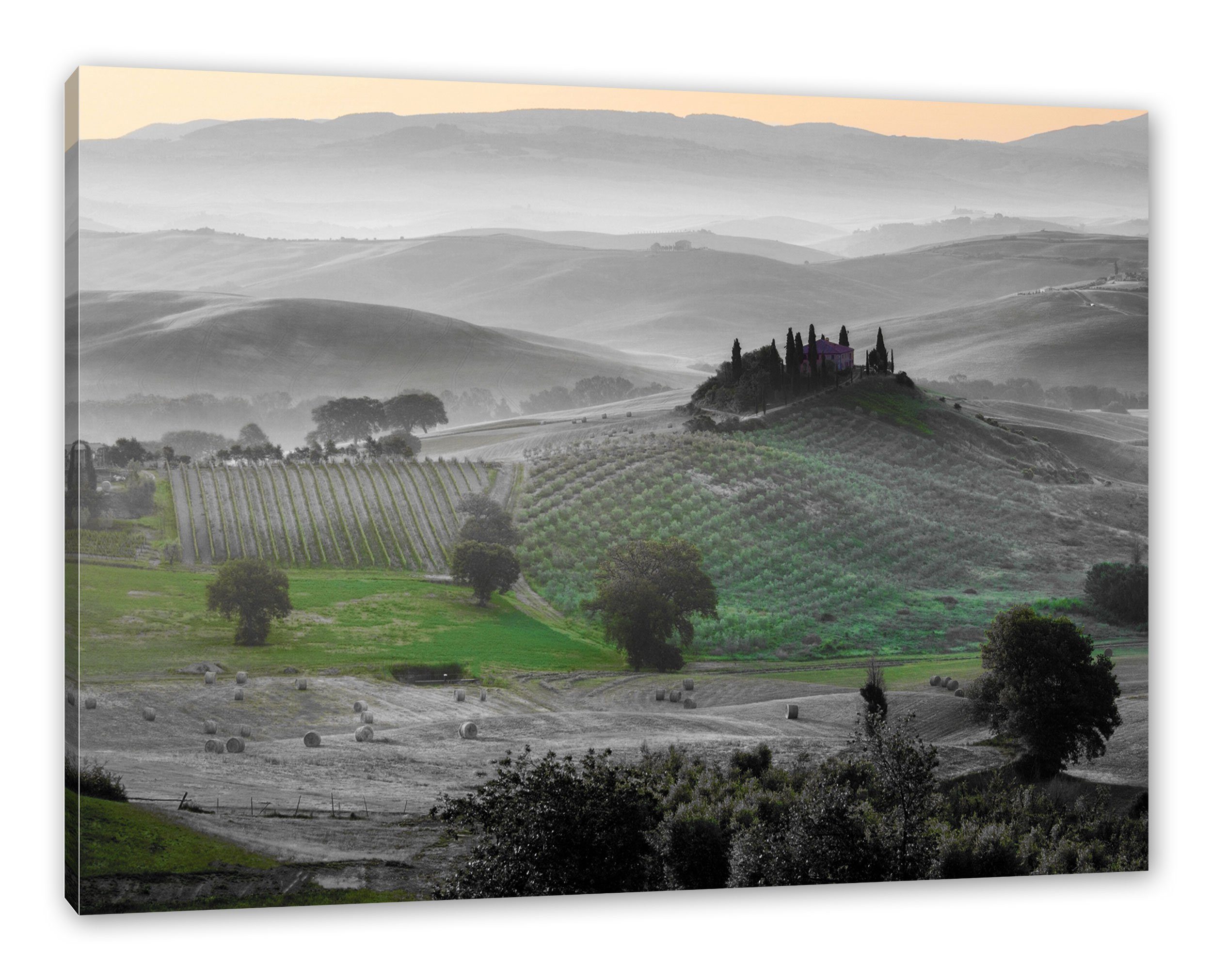 Pixxprint Leinwandbild herrliche Toskana Landschaft, herrliche Toskana Landschaft (1 St), Leinwandbild fertig bespannt, inkl. Zackenaufhänger