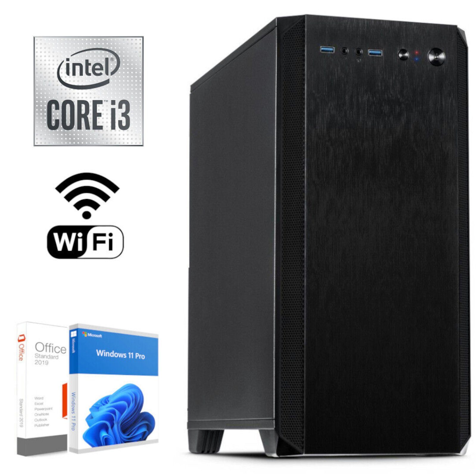 MEG-BAR Office PC - Multimedia - Workstation- Intel Core i3 WLAN Schallgedämmt PC (Intel Core i3, 16 GB RAM)