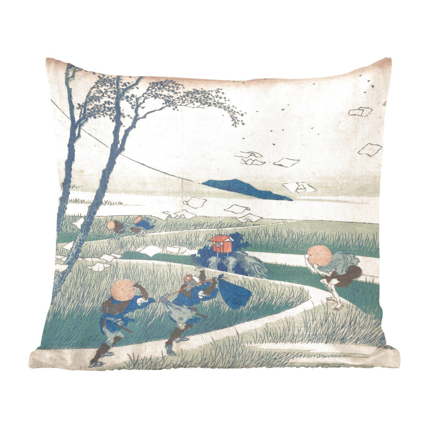 für Gemälde Füllung Dekokissen der MuchoWow Deko, Provinz von Hokusai, Wohzimmer, Ejiri Schlafzimmer, Katsushika in Zierkissen mit Sofakissen Suruga -